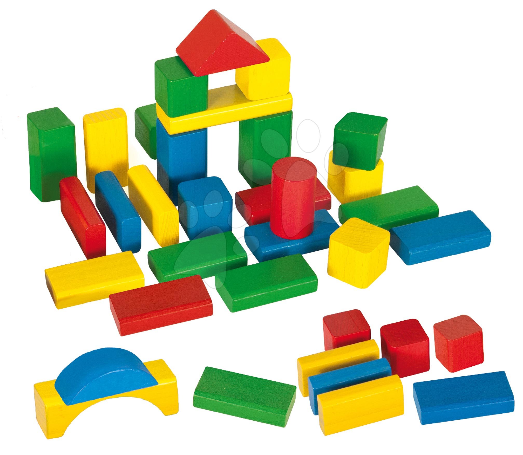 Fakockák Coloured Wooden Blocks Eichhorn színesek 50 db különböző formákban 25 mm magas 12 hó-tól