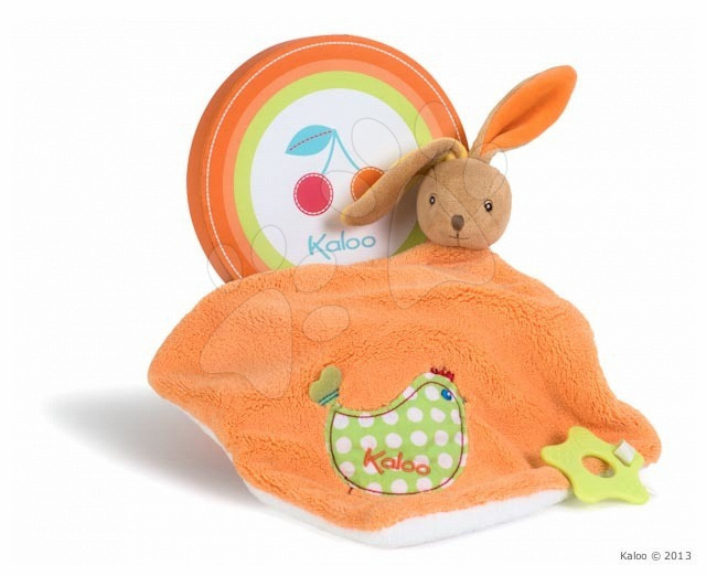 Hračky na maznanie a usínanie - Plyšový zajačik na maznanie Colors-Doudou Rabbit Chick Kaloo s hryzátkom 24 cm v darčekovom balení pre najmenších