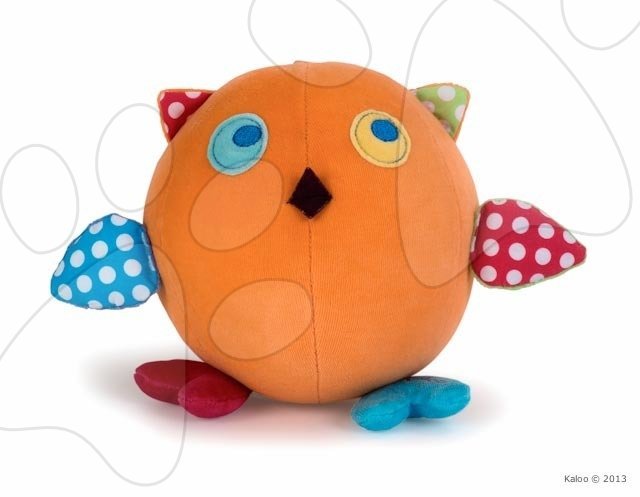 Hrkálky a hryzátka - Plyšová sovička Colors-Activity Owl Kaloo pískajúca s hrkálkou 16 cm v darčekovom balení pre najmenších