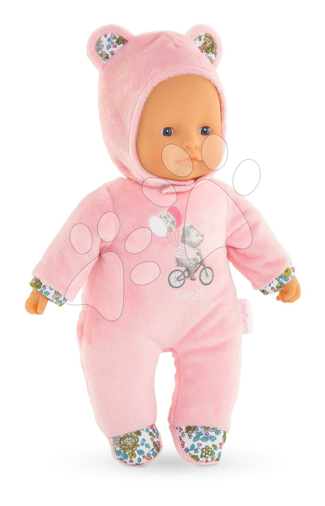 Játékbaba Sweet Heart Pink Bear Mon Doudou Corolle kék szemekkel és kapucnival 30 cm 0 hó-tól