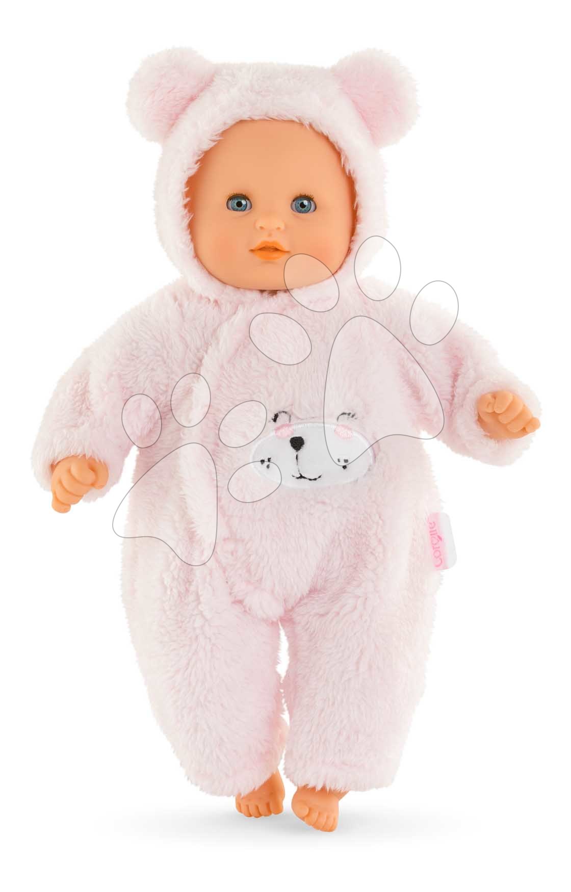 Bábika Bébé Calin Loving Teddy Bear Mon Premier Poupon Corolle s modrými klipkajúcimi očami a 2 doplnky 30 cm od 18 mes