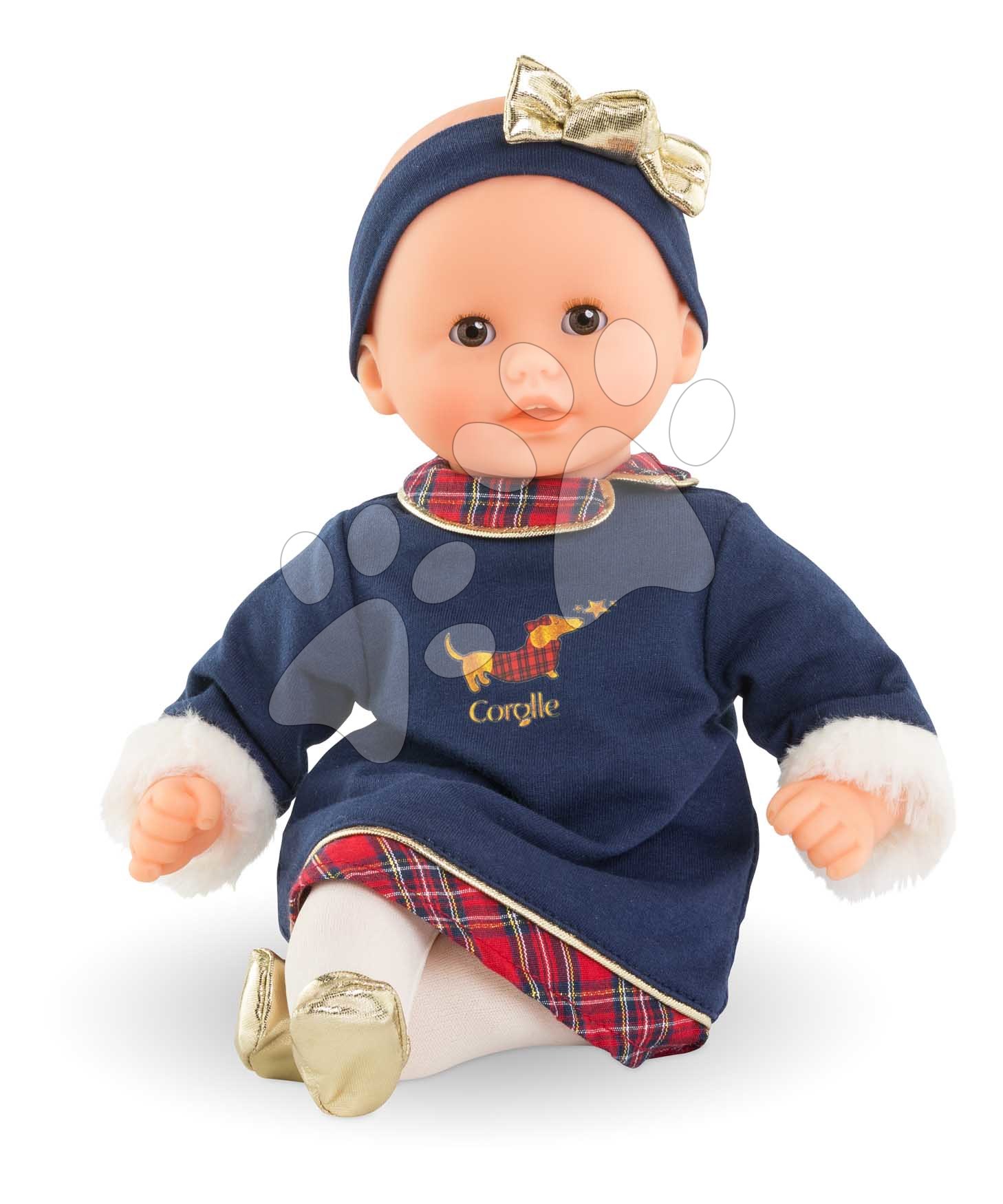 Játékbaba Bébé Calin Margaux Corolle Holidays Mon Premier Poupon Corolle karácsonyi kiadás barna pislogó szemekkel 30 cm 18 hó-tól