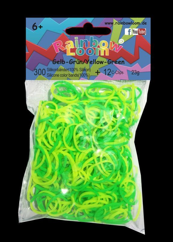 Rainbow Loom gumičky dvojfarebné - Rainbow Loom originálne dvojfarebné gumičky 300 kusov žlto-zelené od 6 rokov