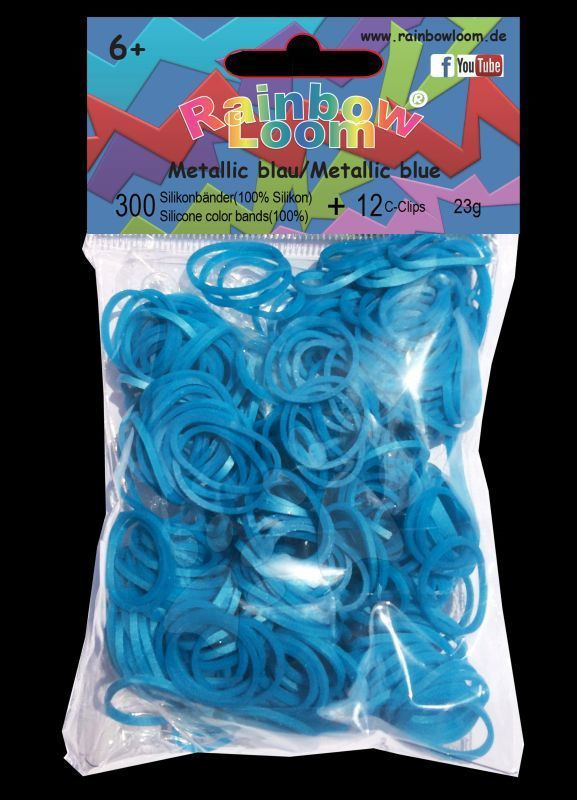 Rainbow Loom gumičky metalické - Rainbow Loom metalízové originálne gumičky 300 kusov modré od 6 rokov