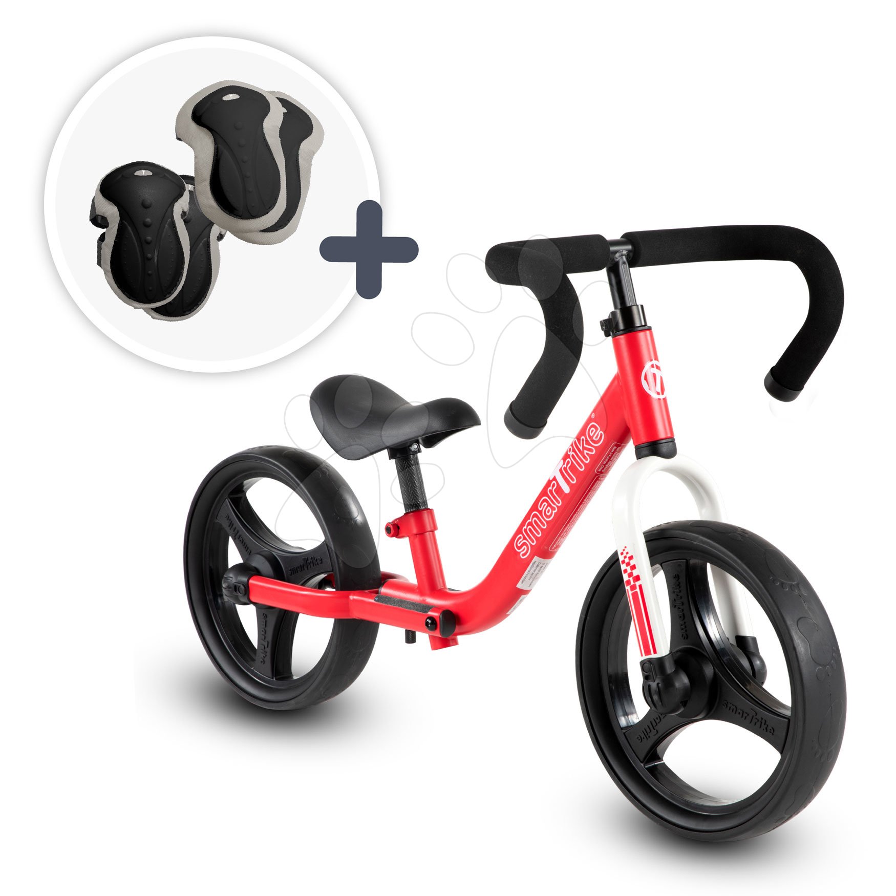 E-shop Balančné odrážadlo skladacie Folding Balance Bike Red smarTrike červené z hliníka s ergonomickými úchytmi od 2-5 rokov a chrániče ako darček