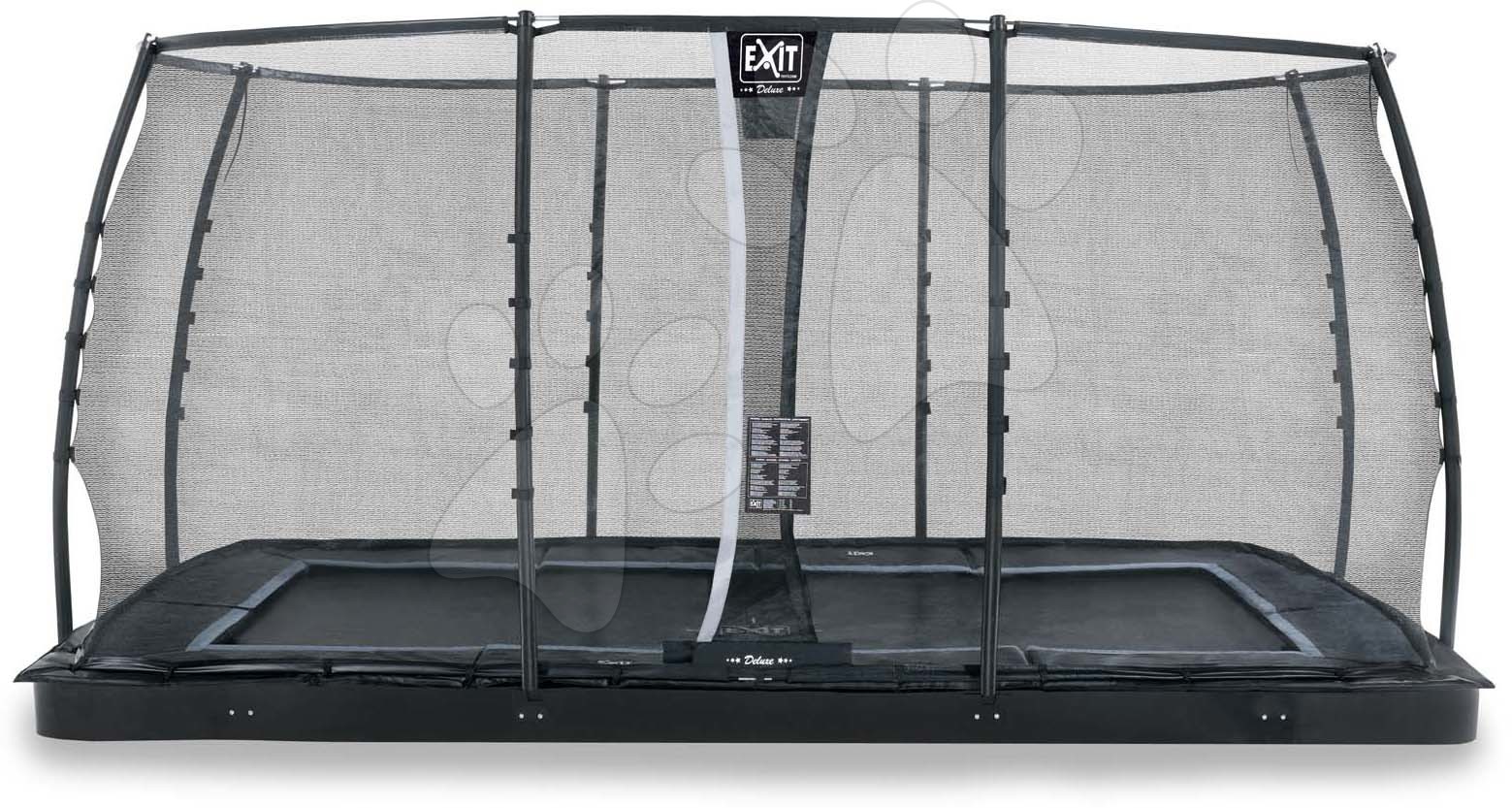 In Ground Trampolines  - EXIT Dynamic ground level trampoline 244x427cm with safety net - black 