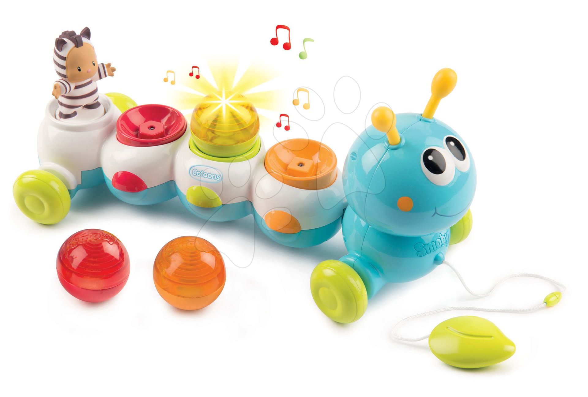 Smoby húzható hernyó Caterpillar Cotoons Smoby elektronikus fénnyel és dallamokkal 110422