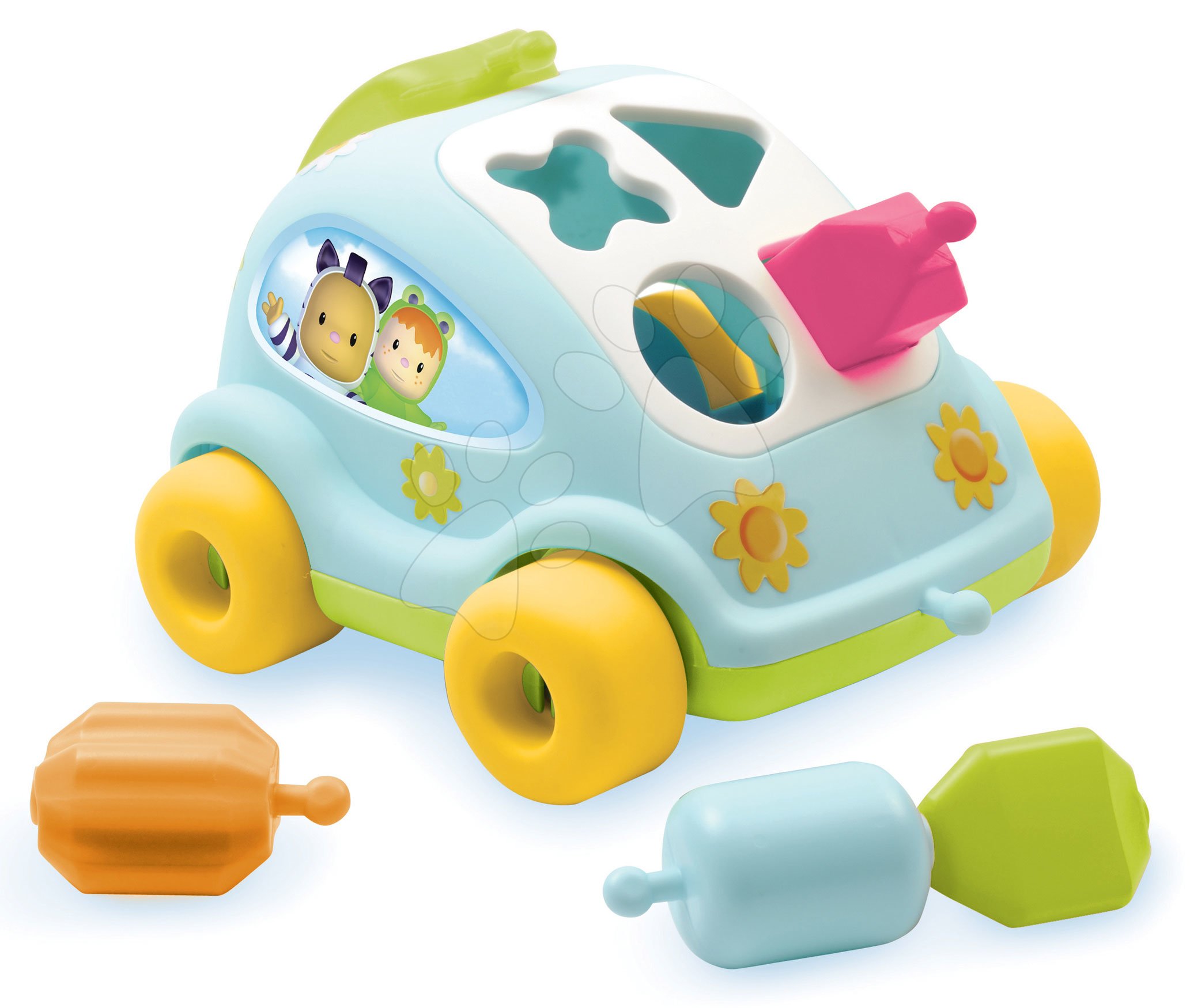 Készségfejlesztő autó Bogár Shape Sorter Car Cotoons Smoby formaillesztő kockákkal 12 hó-tól