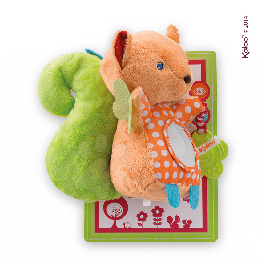 Hrkálky a hryzátka - Plyšová veverička Colors-My Activity Squirrel Kaloo s hryzátkom a zrkadlom 30 cm pre najmenších