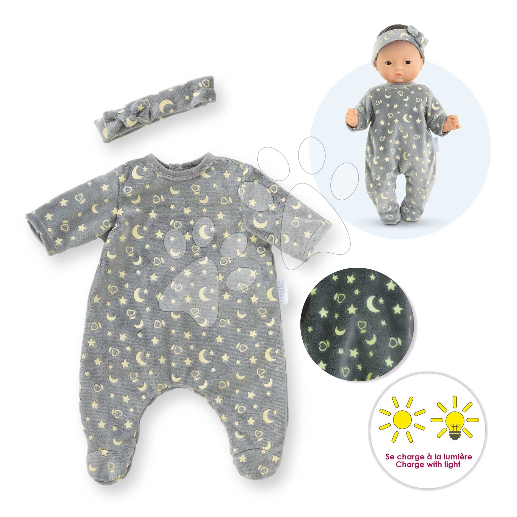 Pizsama játékbabára Pajamas & Headband Glow in the Dark Mon Premier Poupon Corolle 30 cm babára 18 hó-tól
