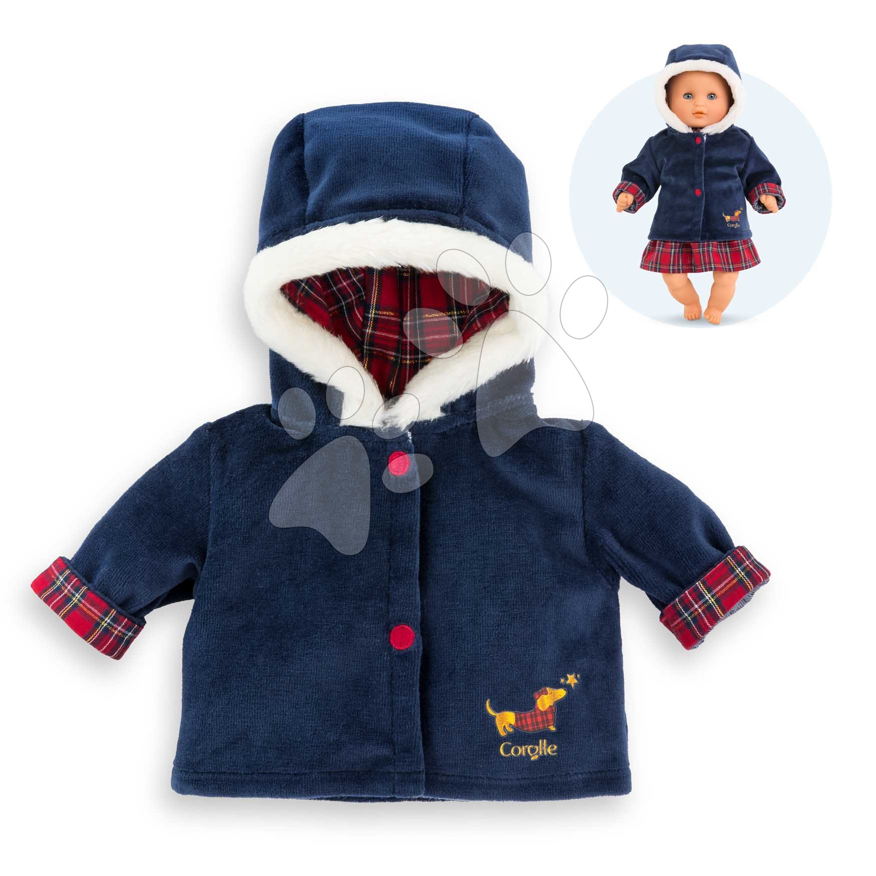 Kabát játékbabára Coat Corolle Holidays Mon Premier Poupon Corolle karácsonyi kiadás 30 cm babára 18 hó-tól