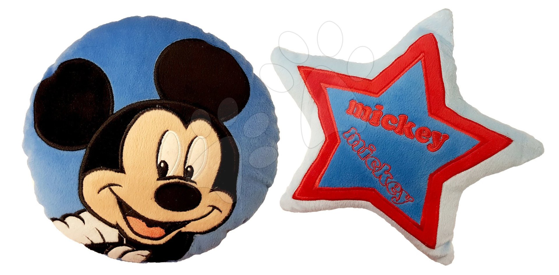Plyšové polštáře - Sada plyšových polštářů Mickey Ilanit okrouhlý a hvězda modré 24 cm