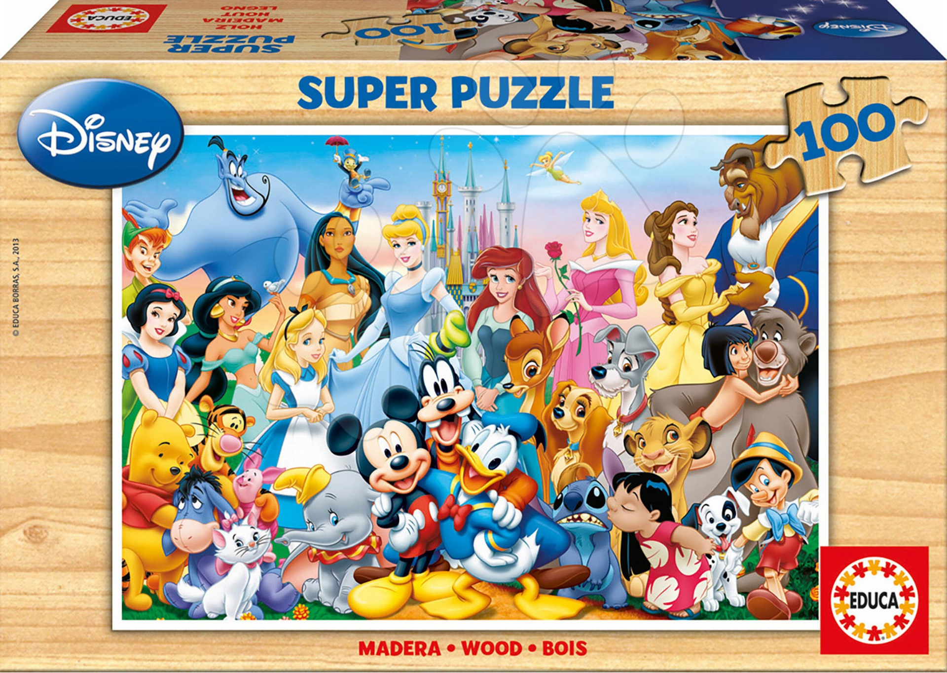 Dřevěné puzzle Disney svět Educa 100 dílků 12002