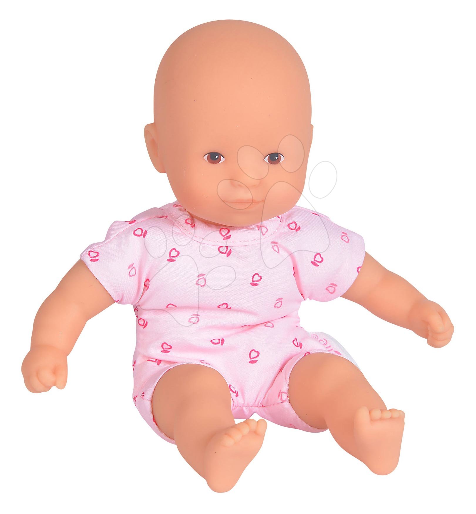 Panenka Mini Calin Pink Corolle s hnědýma očima a v růžových vzorovaných šatičkách 20 cm od 18 měs