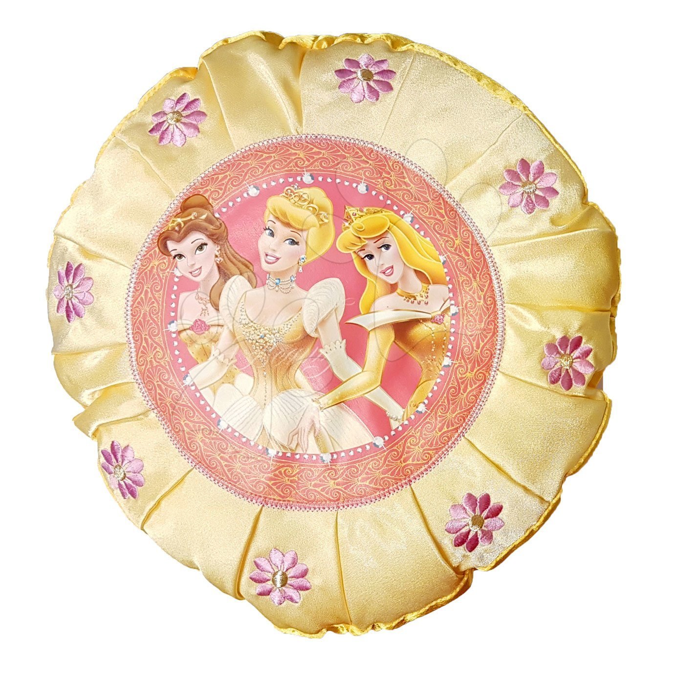 Plyšové polštáře - Polštář Disney Princezny Ilanit žlutý okrouhlý 30 cm