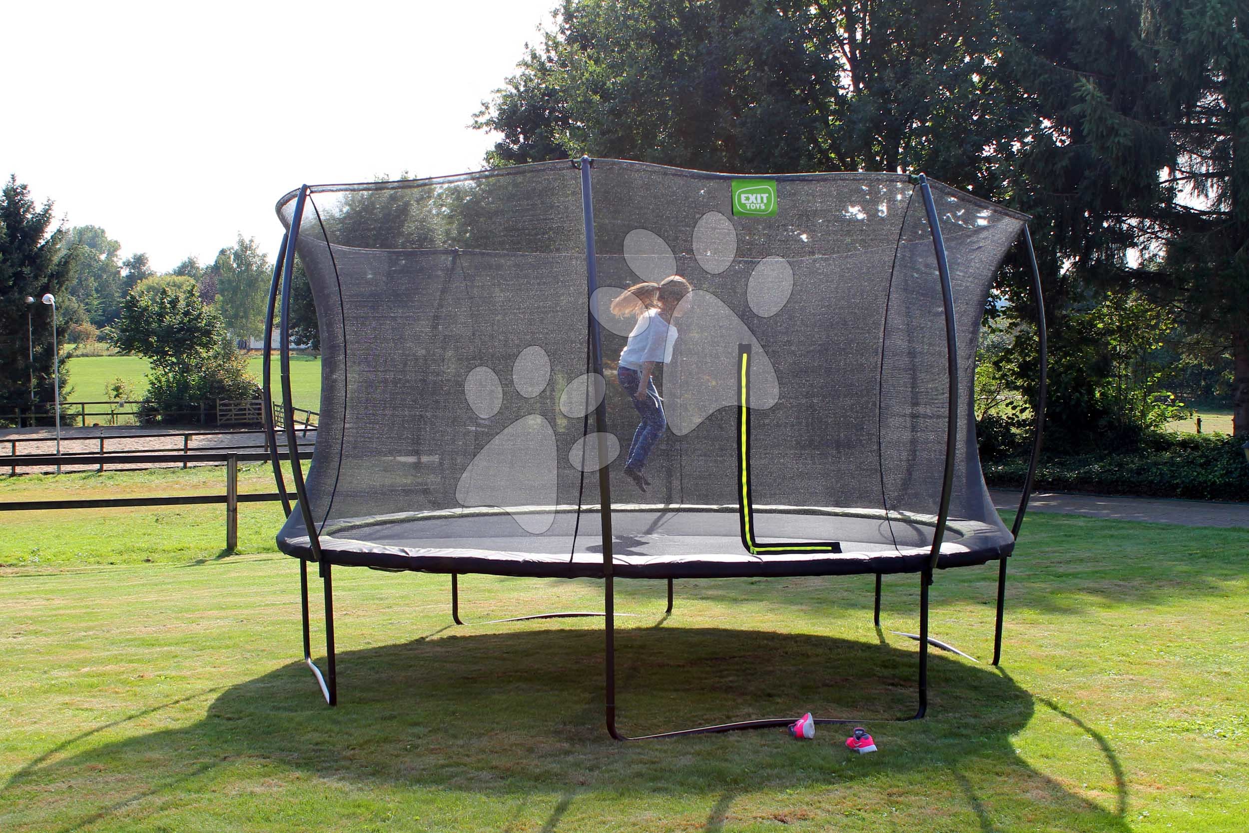 thumbnail image 2 of EXIT Toys Silhouette 7x10ft Rectangular Trampoline With Safety Net - Outdoor Kids Trampoline, Green 2 of 4