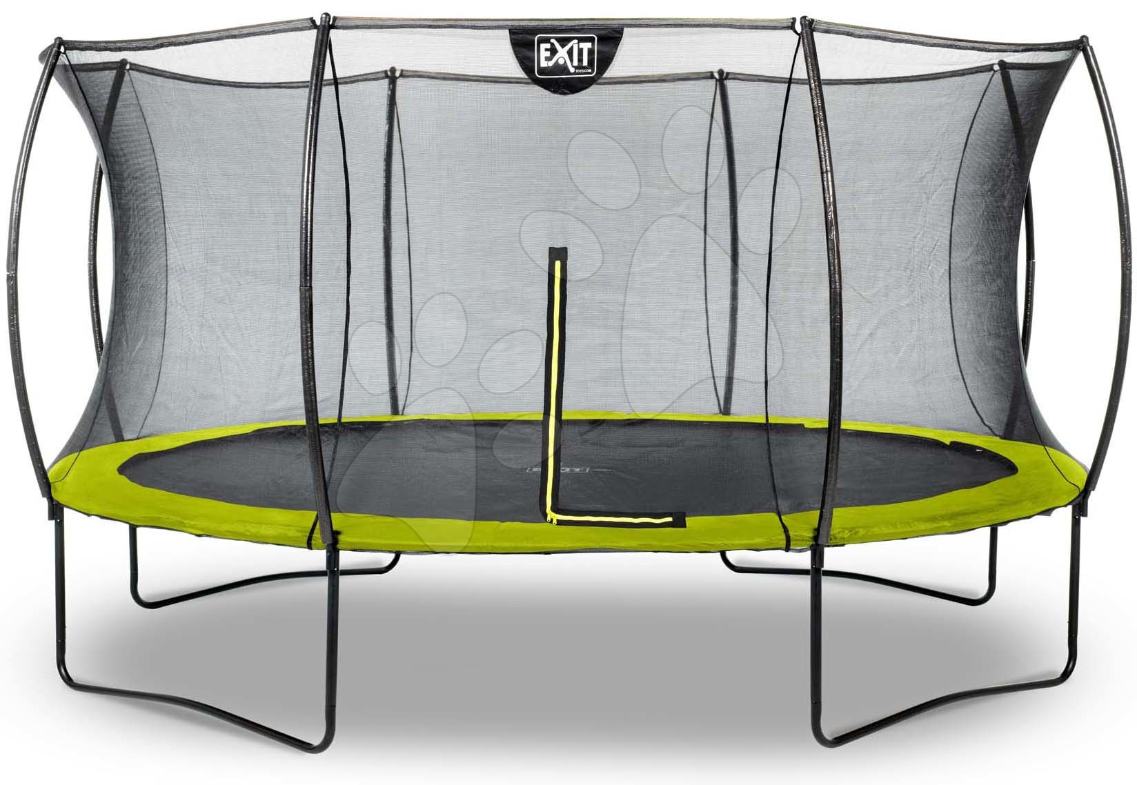Trambulinok vedőhálóval - Trambulin védőhálóval Silhouette trampoline Exit Toys kerek 427 cm átmérővel zöld