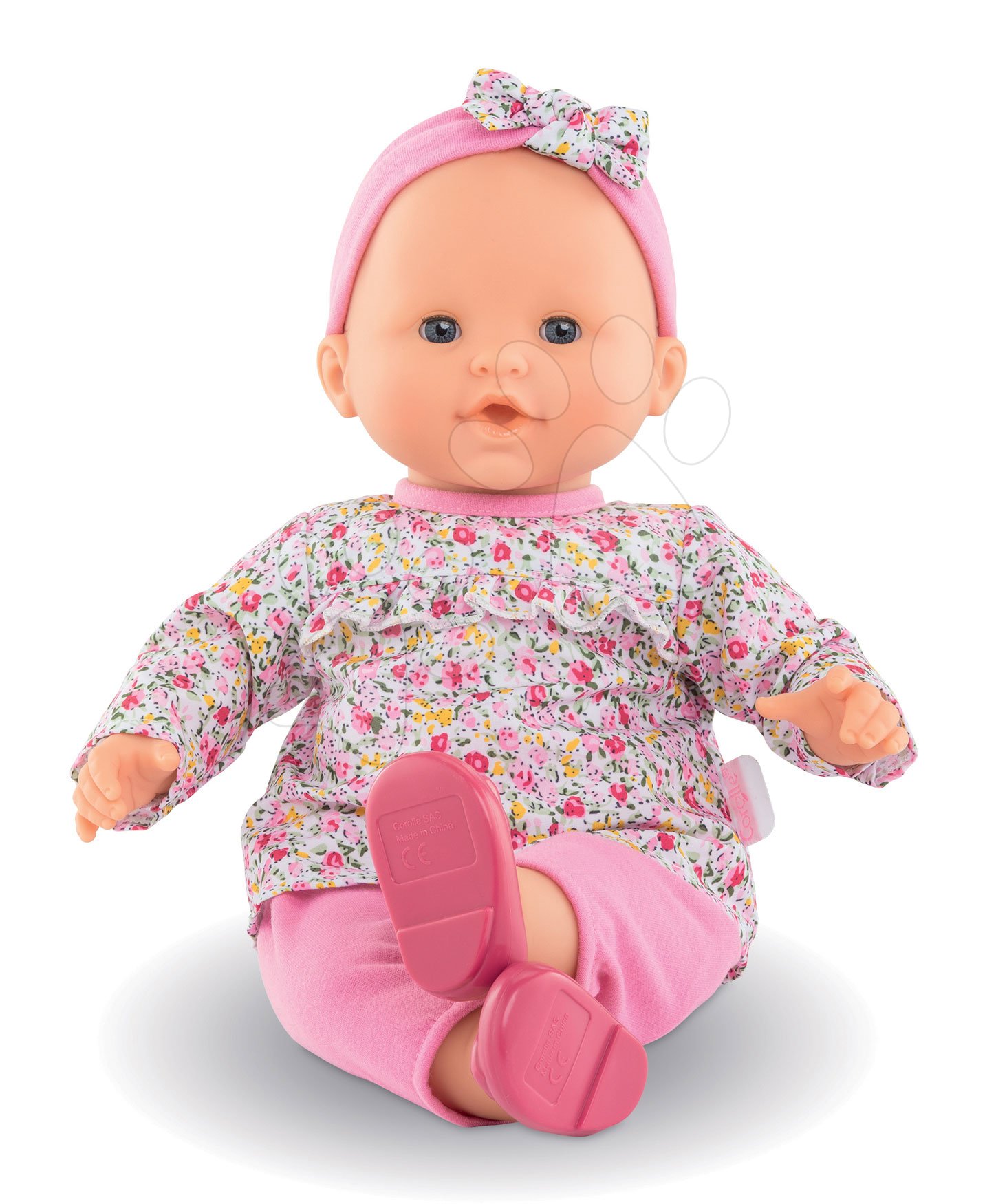 Igrače dojenčki od 24. meseca - Dojenček Louise Floral Mon Grand Poupon Corolle 36 cm z modrimi mežikajočimi očkami od 24 mes