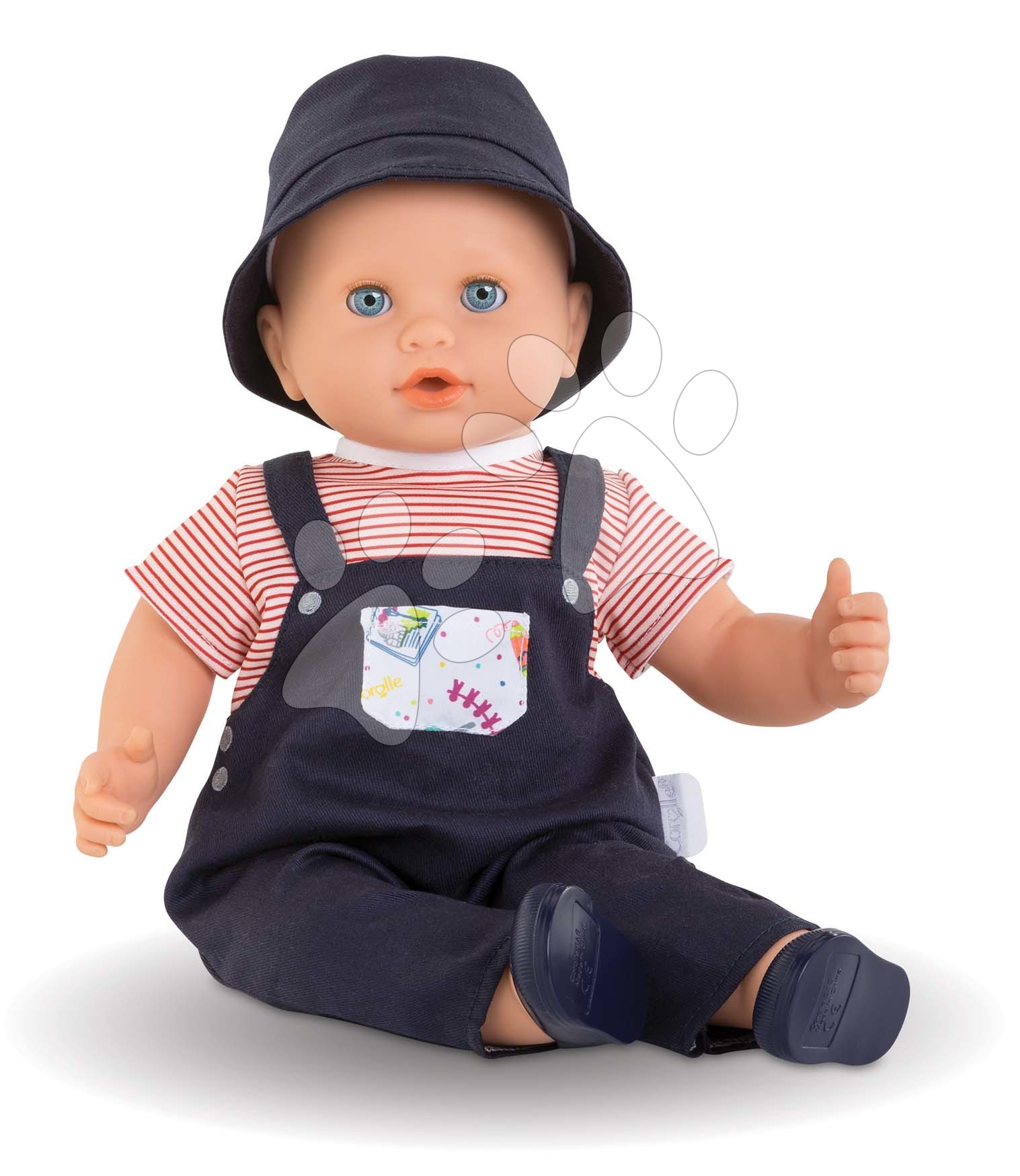 Igrače dojenčki od 24. meseca - Dojenček Augustin Little Artist Mon Grand Poupon Corolle z modrimi mežikajočimi očkami 36 cm od 24 mes