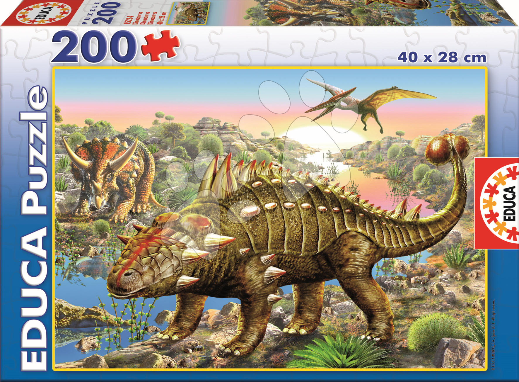 Detské puzzle od 100-300 dielov - Puzzle Junior Dinosaurus Educa 200 dielov od 6 rokov