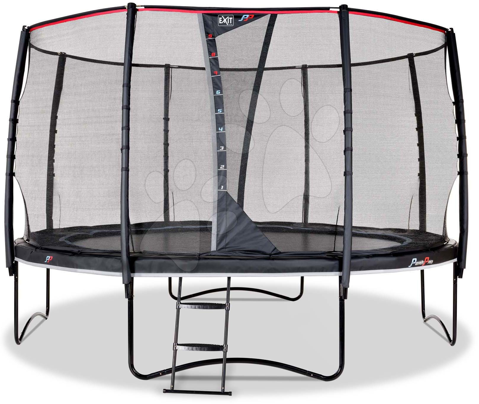 Trampolína s ochrannou sítí a žebříkem PeakPro Exit Toys kulatá průměr 427 cm černá