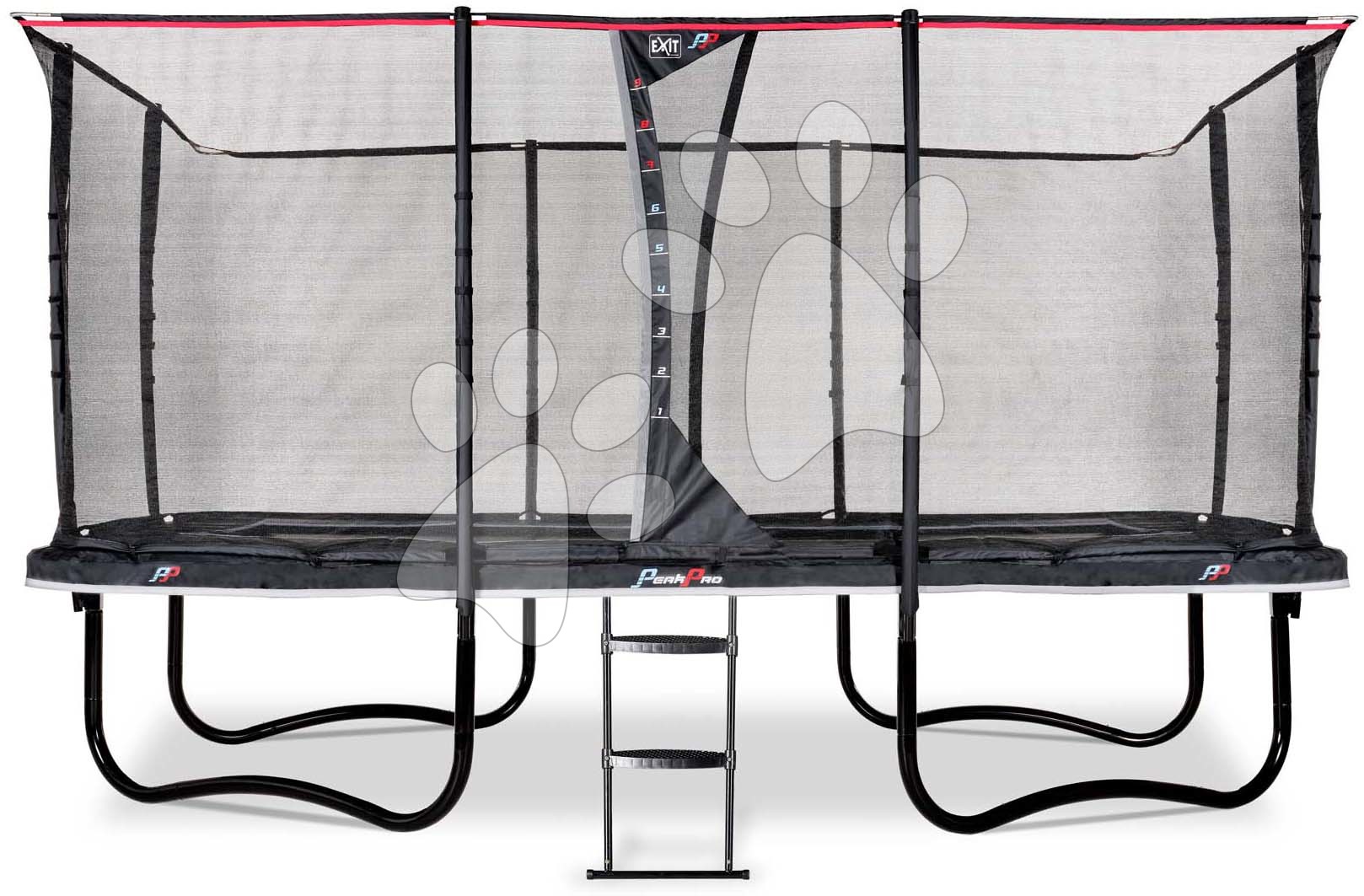 Trampolína s ochrannou sítí a žebříkem PeakPro Exit Toys 275*458 cm černá