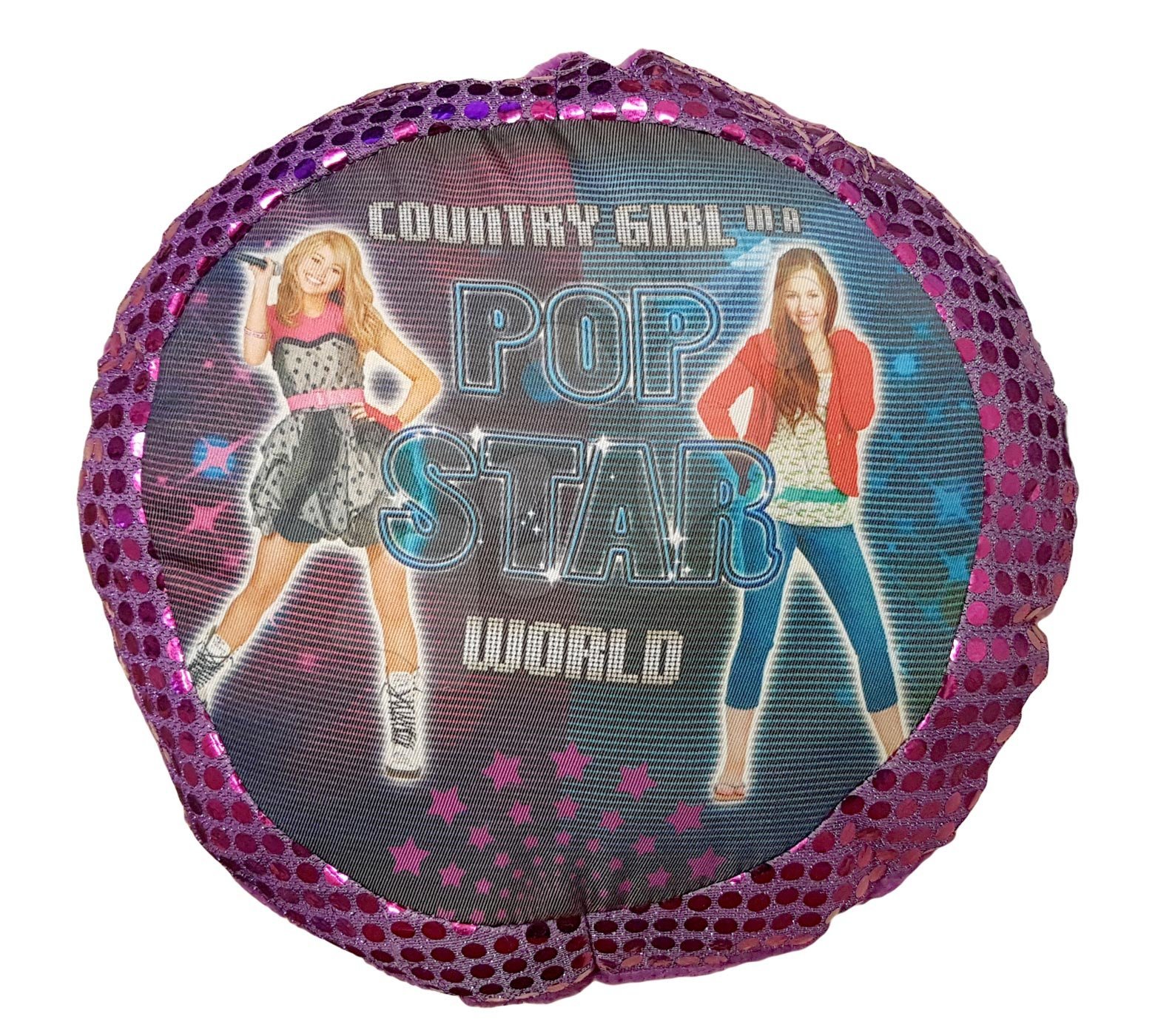 Plyšové vankúše - Vankúš Pop Star Country Girl Ilanit fialový s priemerom 25 cm
