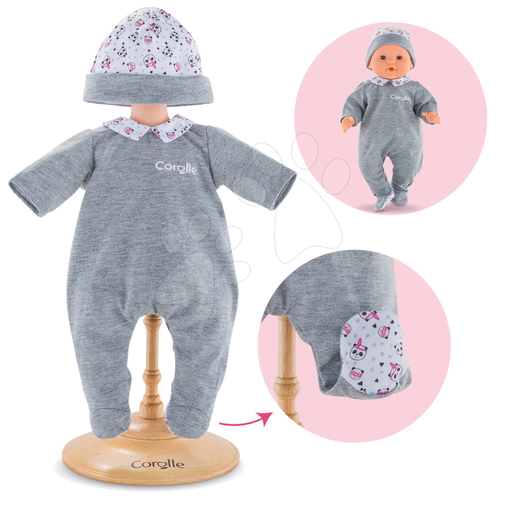 Pizsama Pyjama Panda Party Mon Grand Poupon Corolle 36 cm játékbabára 24 hó-tól