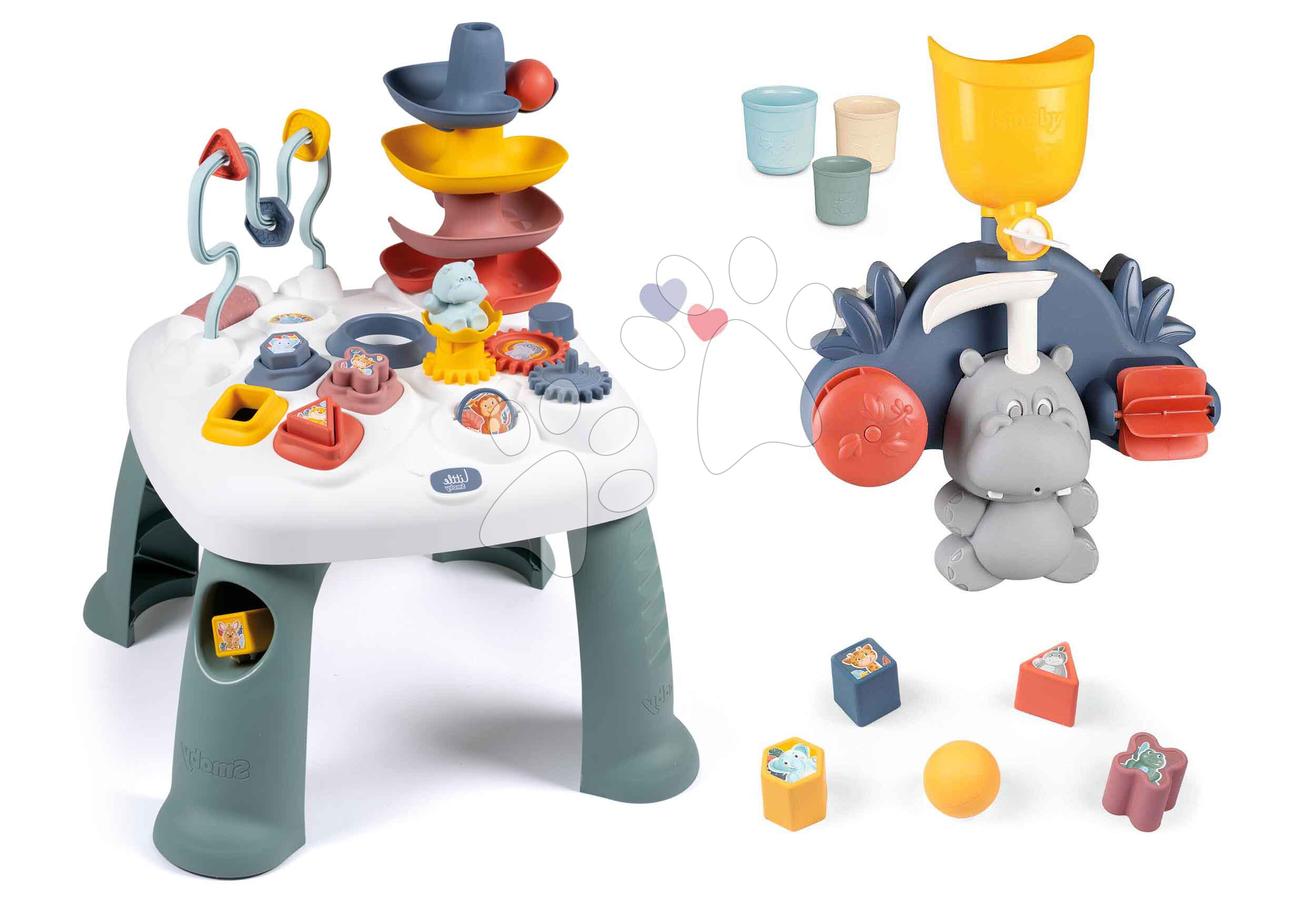 Set didaktický stolík Activity Table Little a aquapark do vane Hroch Smoby s vodným mlynom