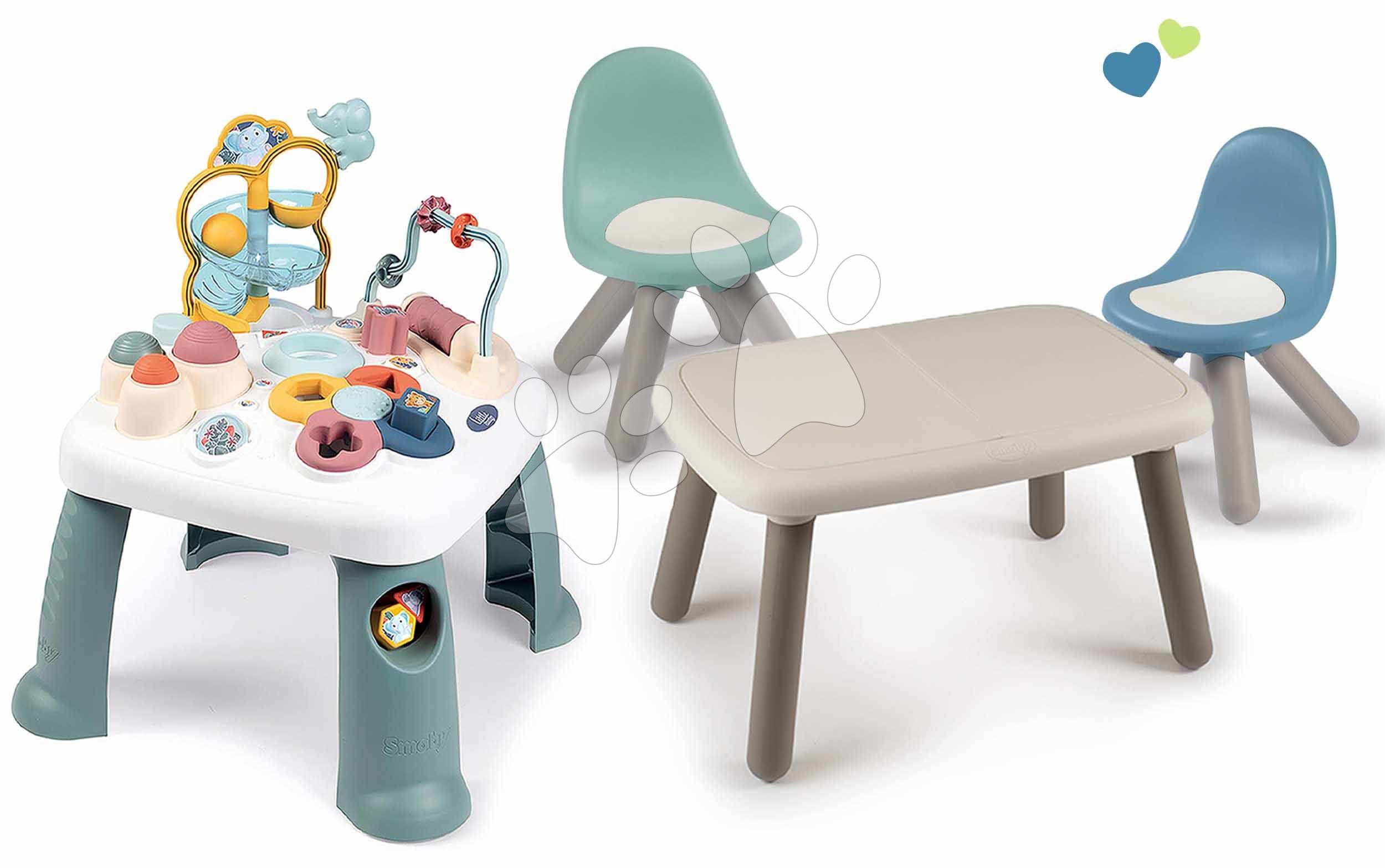 Interaktivní hudební stoly - Set didaktický stolek Activity Table Little a stůl KidTable Smoby s 2 židlemi s anti UV filtrem