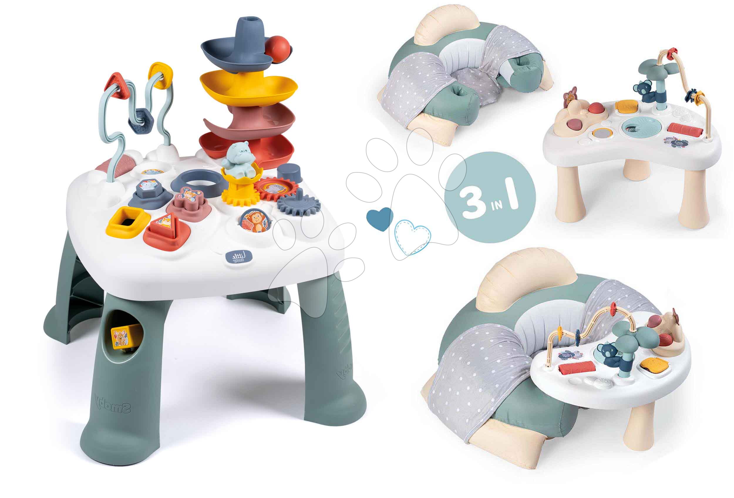 Set didaktický stolík Activity Table Little a sedátko so stolom Smoby s textilným poťahom