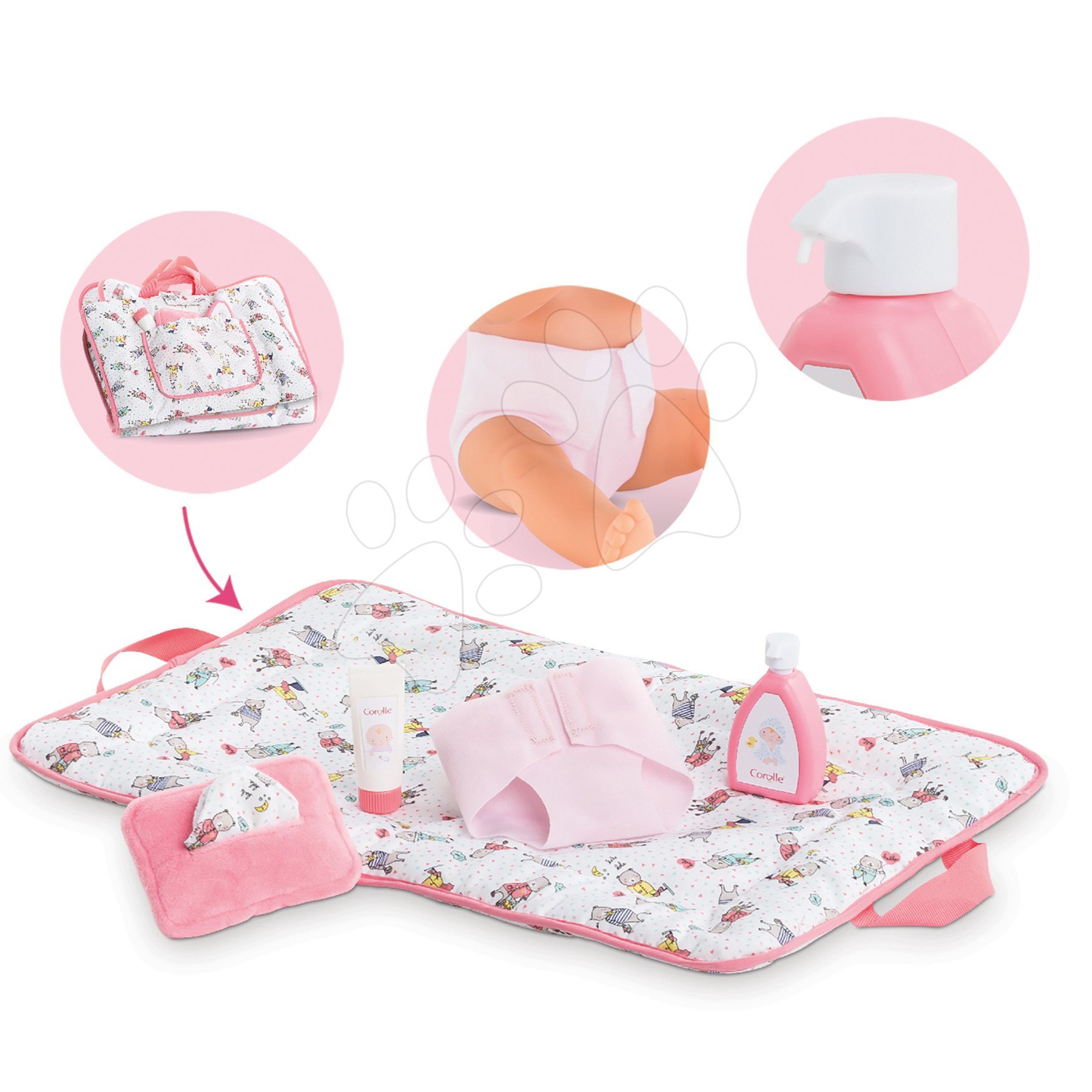 Pelenkázótáska alátéttel 2in1 Mon Grand Poupon Corolle 5 kiegészítővel 36-42 cm játékbabának 24 hó-tól