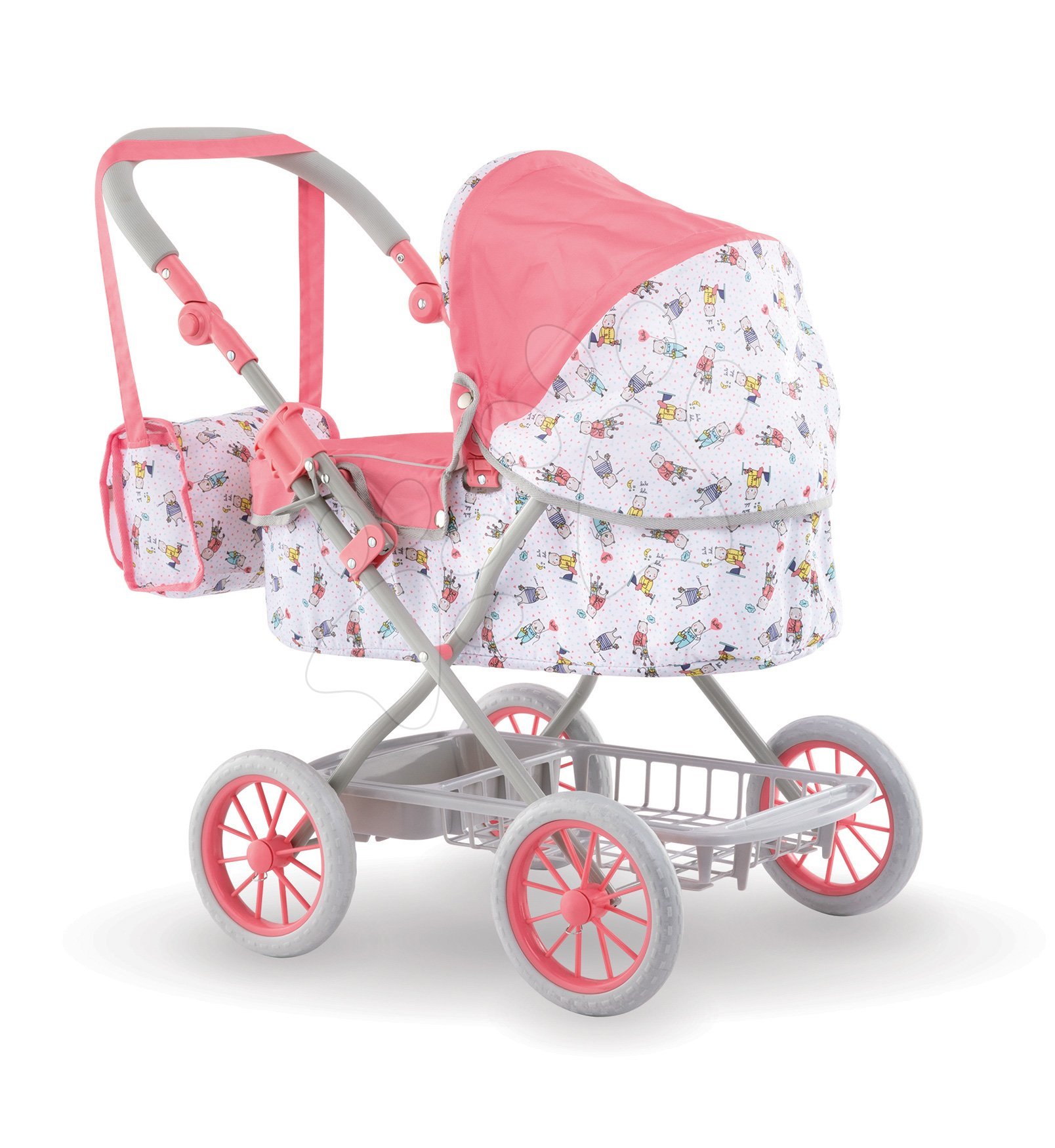 Vozički od 18. meseca - Globoki voziček Carriage Mon Grand Poupon Corolle zložljiv za 36-52 cm dojenčka po višini nastavljiv s torbo od 3 leta