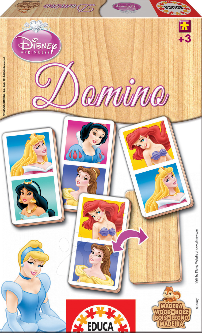 Domino a Lotto - Drevené domino Disney Princezné Educa 21 ks