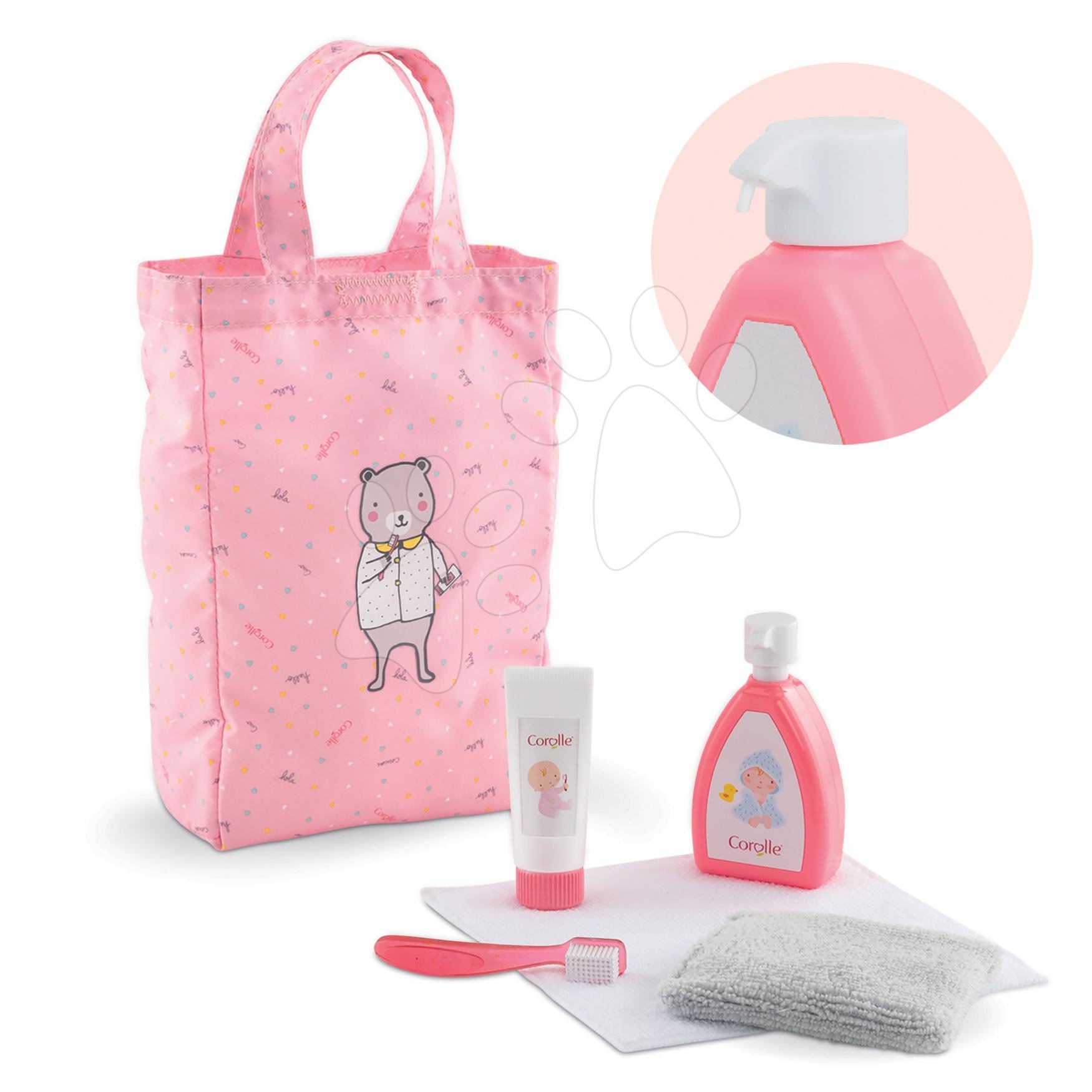 E-shop Kozmetická taštička Baby Care Mon Grand Poupon Corolle so 6 doplnkami ružová pre 36-42 cm bábiku od 24 mes