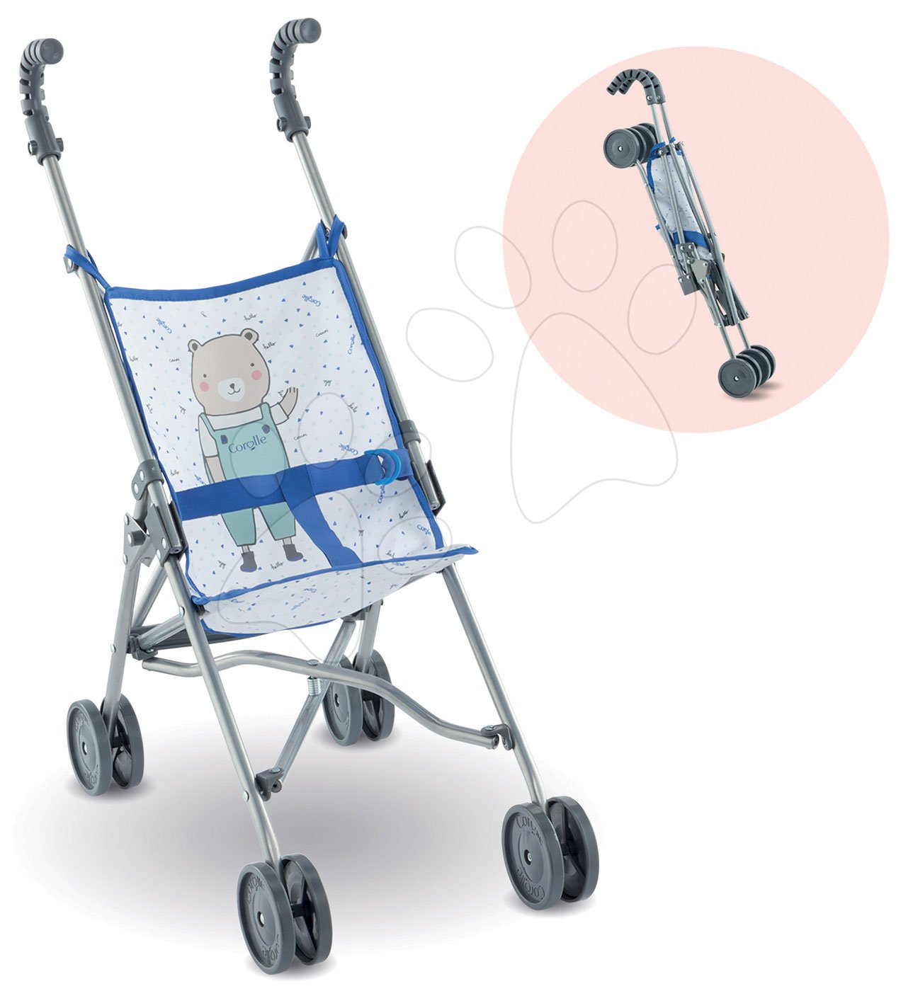 Öszecsukható sport babakocsi Umbrella Stroller Mon Grand Poupon Corolle Canne Blue 36-42 cm játékbabának 24 hó-tól