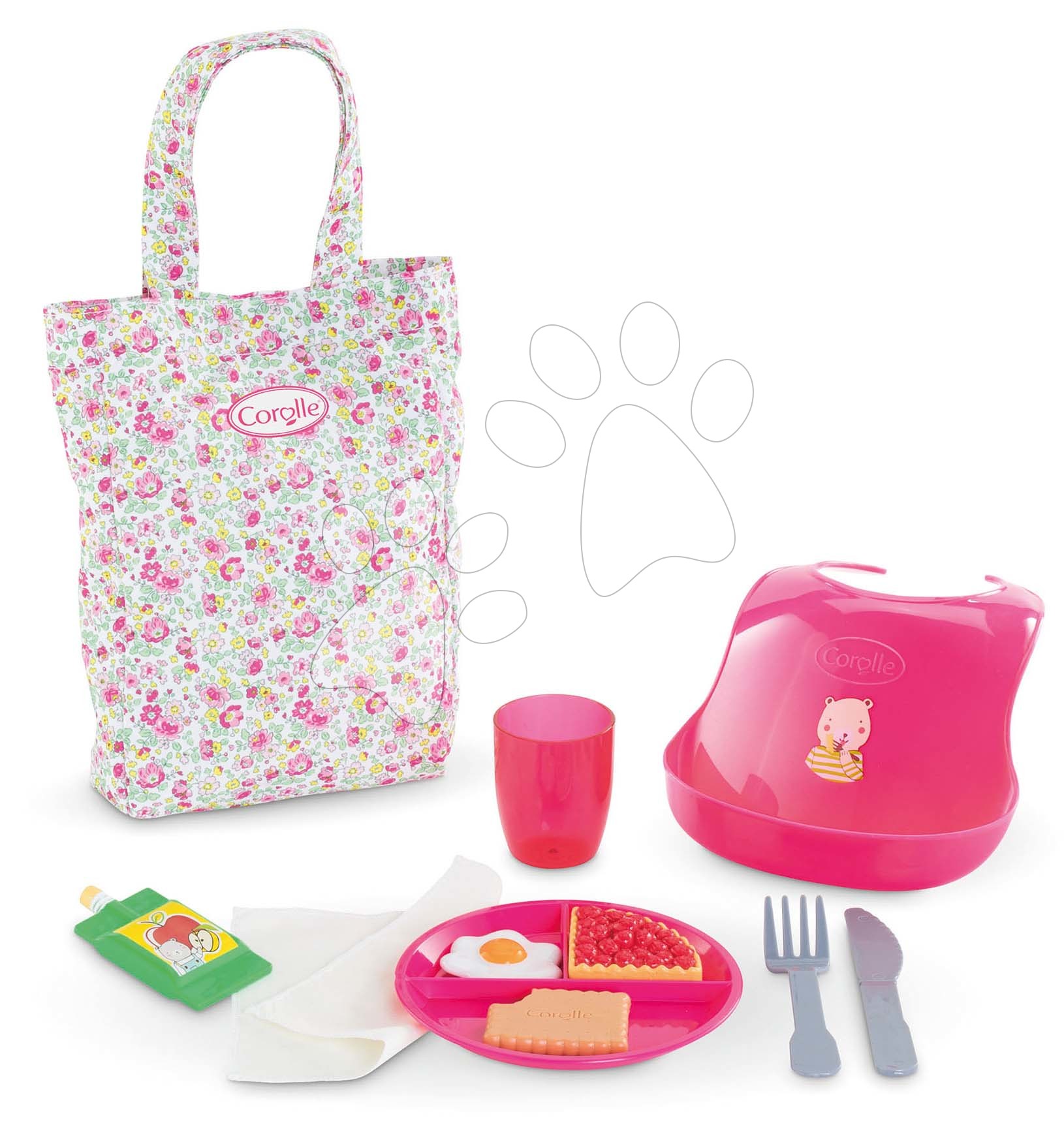 E-shop Jedálenská súprava s taškou a podbradníkom Large Meal Set Corolle pre 36-42 cm bábiku 11 doplnkov od 24 mes