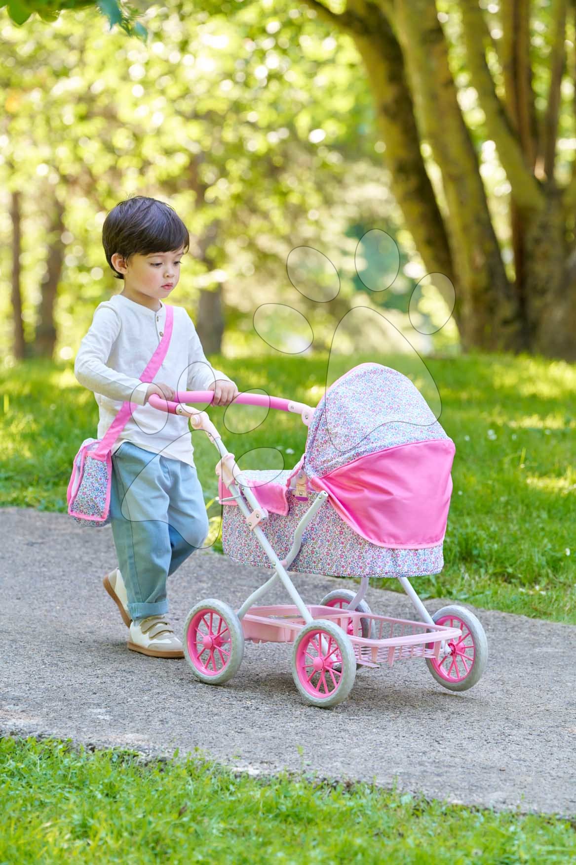 Mély babakocsi játékbabának Flowered Carriage Corolle pelenkázótáskával 30-52 cm babának