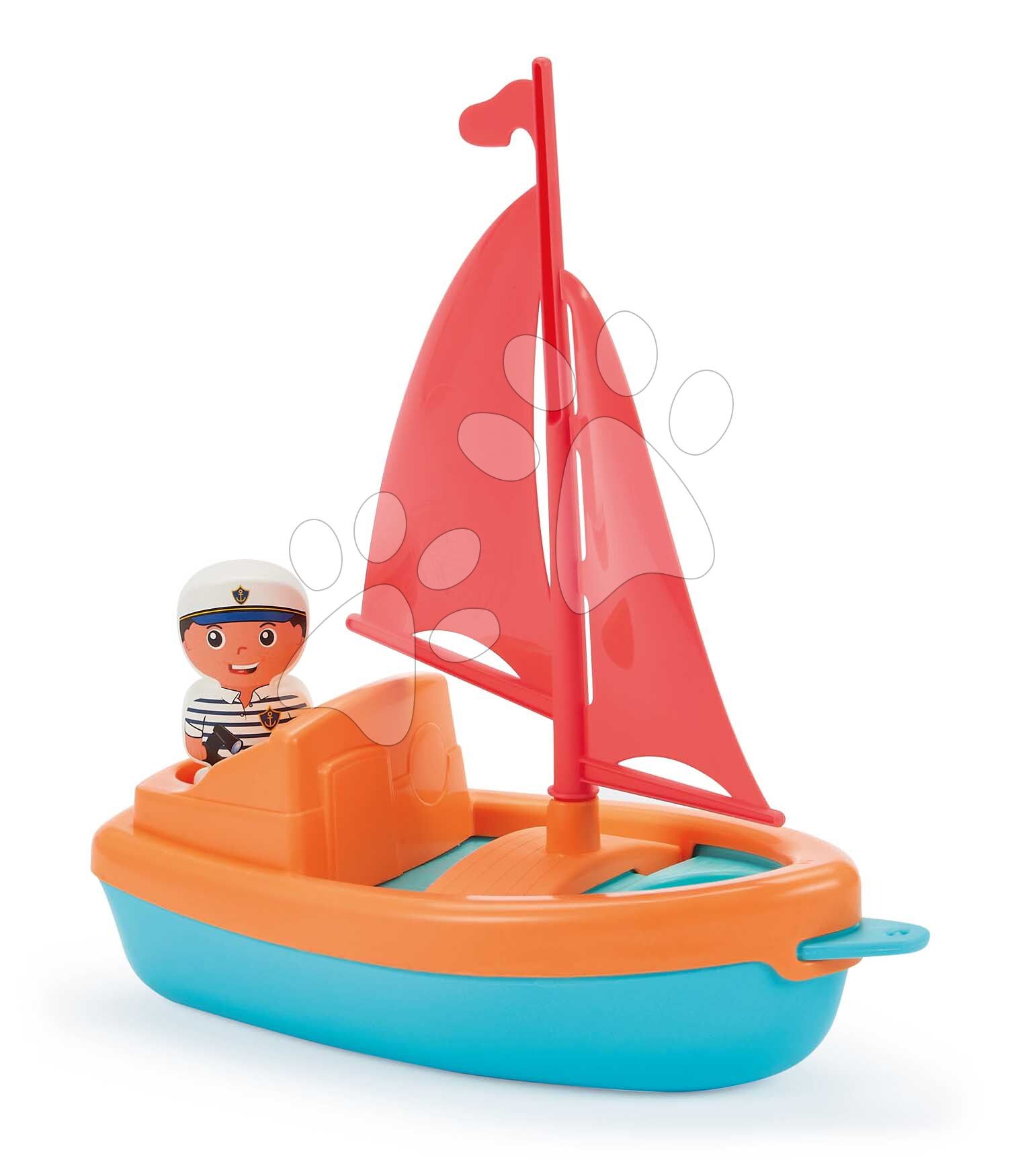 Plachetnica s námorníkom Écoiffier dĺžka 22,5 cm oranžová od 18 mes