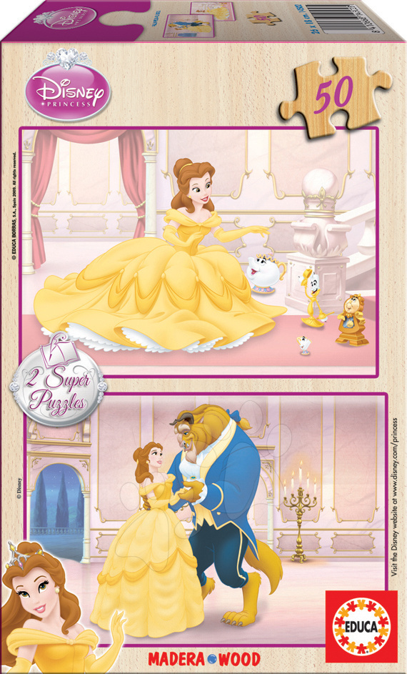 Drevené Disney puzzle - Drevené puzzle Kráska a zviera Educa 2x 50 dielov od 5 rokov