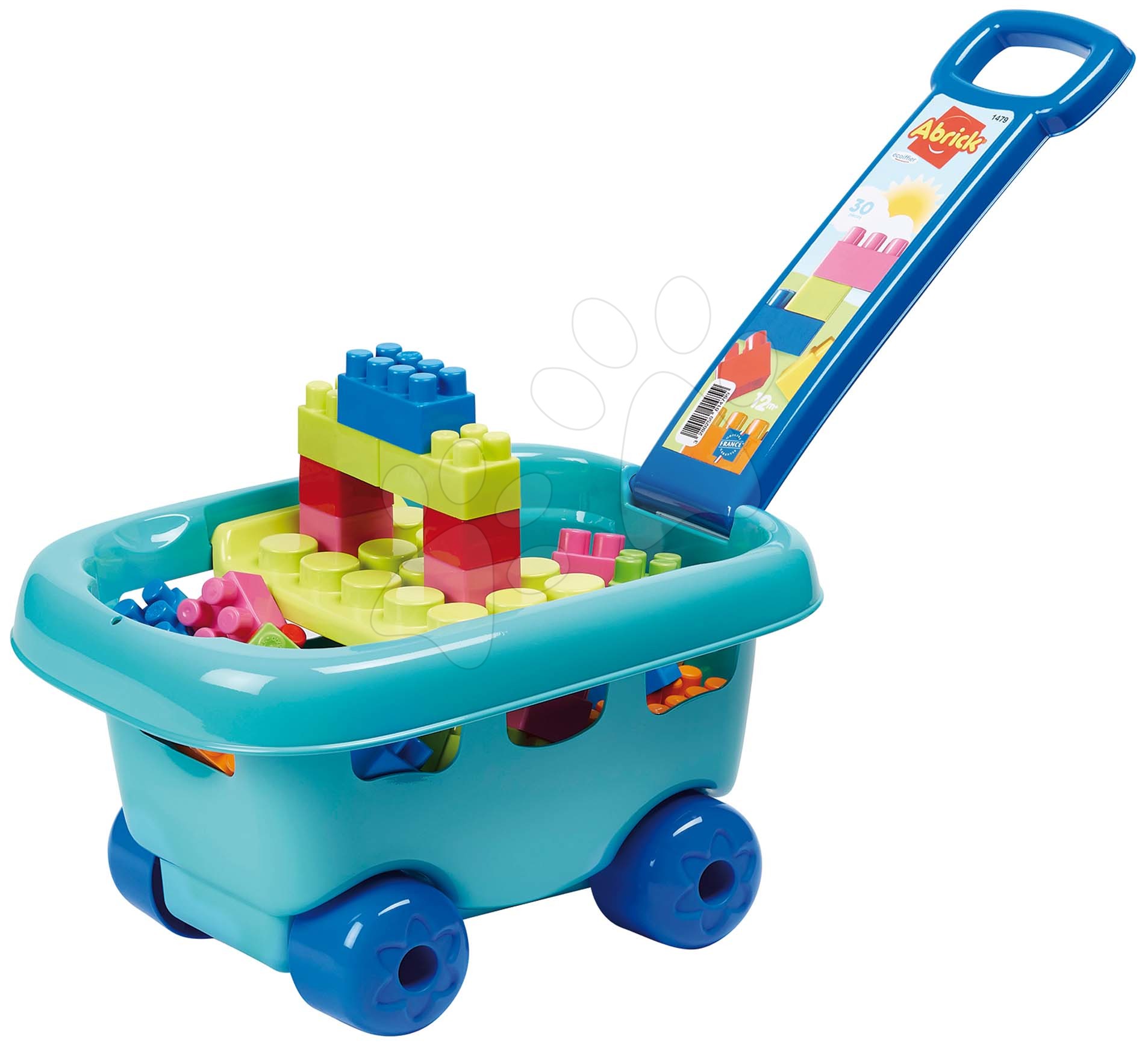 Jeux de construction pour les tout-petits - Chariot de traction avec construction Abrick Maxi Écoiffier avec des cubes colorés 30 pièces à partir de 18 mois