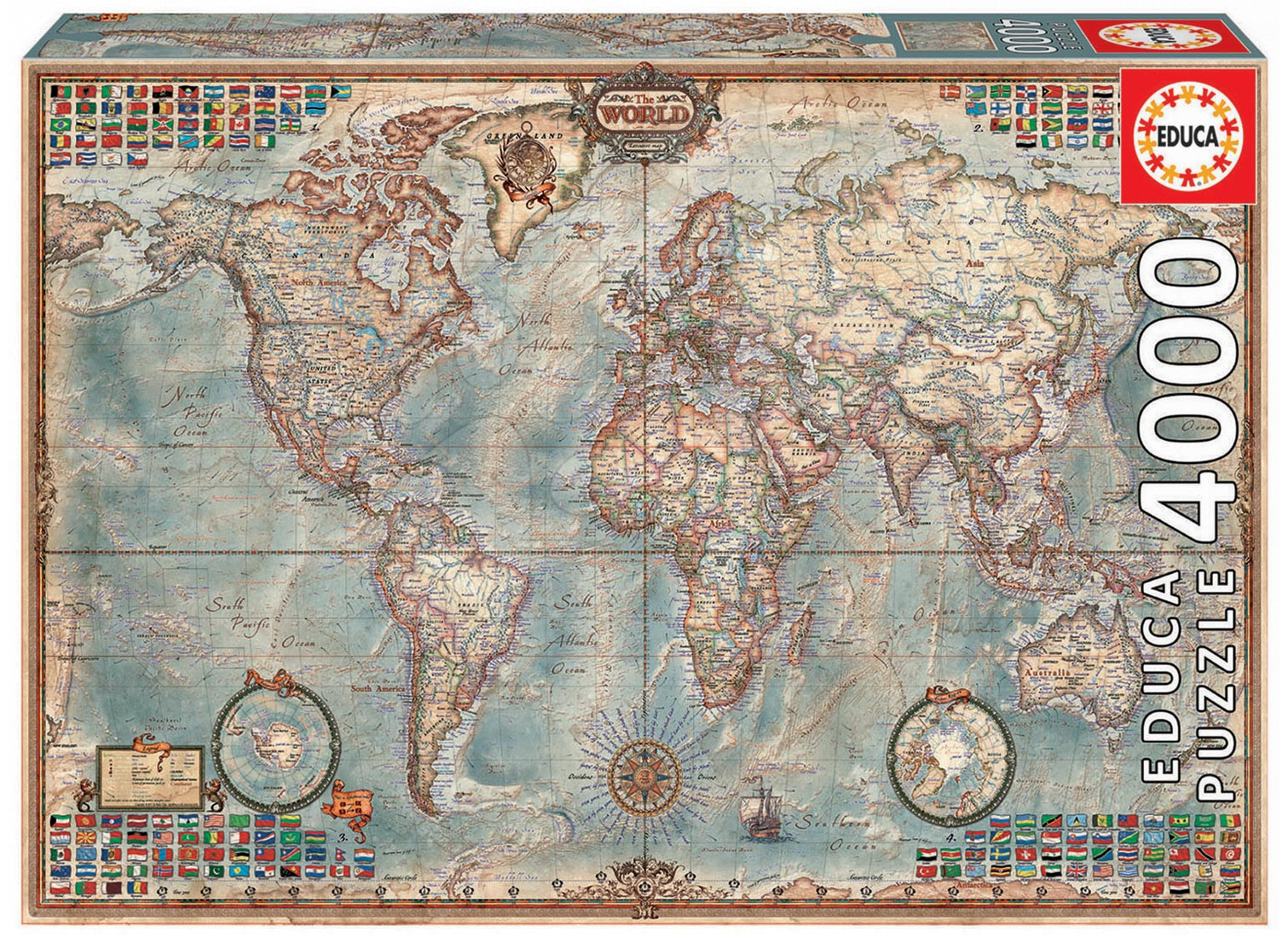 E-shop Educa Puzzle The World Executive Map 4000 dielikov 14827 farebné