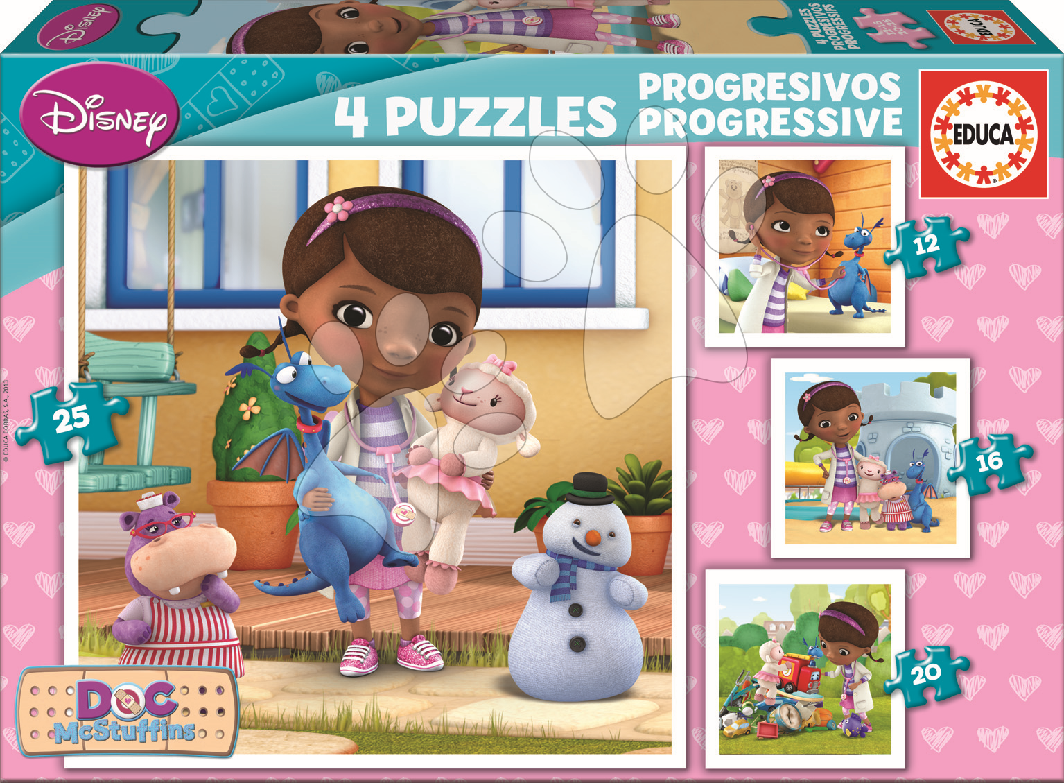 Progresívne detské puzzle - Puzzle Doktorka McStuffins Educa 25-20-16-12 dielov od 24 mes