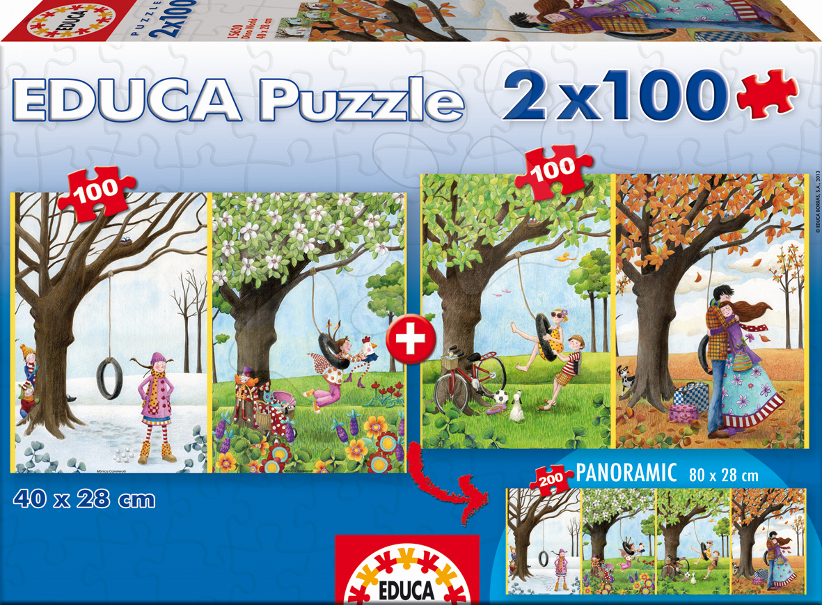 Detské puzzle od 100-300 dielov - Puzzle 4 ročné obdobia Educa 2x 100 dielov od 6 rokov
