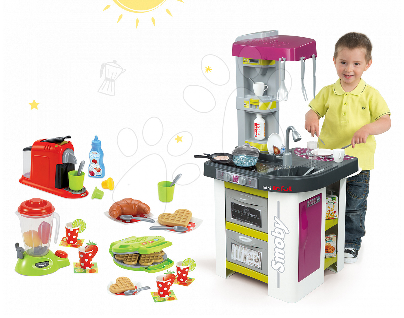 Set kuchynka Tefal Studio Barbecue a Écoiffier vaflovač s mixérom a kávovarom 311027-20