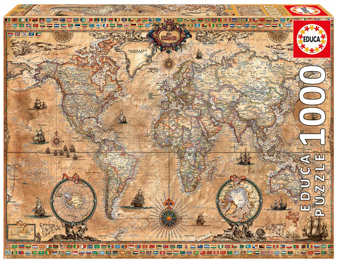 Levně Educa Puzzle Antique World Map 1000 dílků 15159 barevné