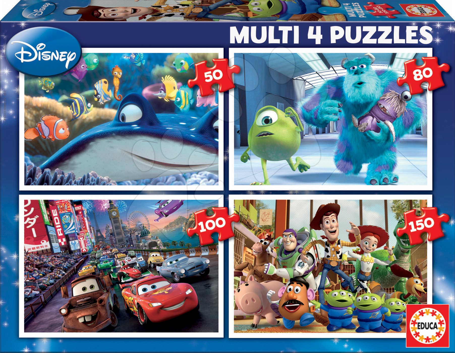 E-shop Detské puzzle Pixar Educa 150-100-80-50 dielov 15615 farebné