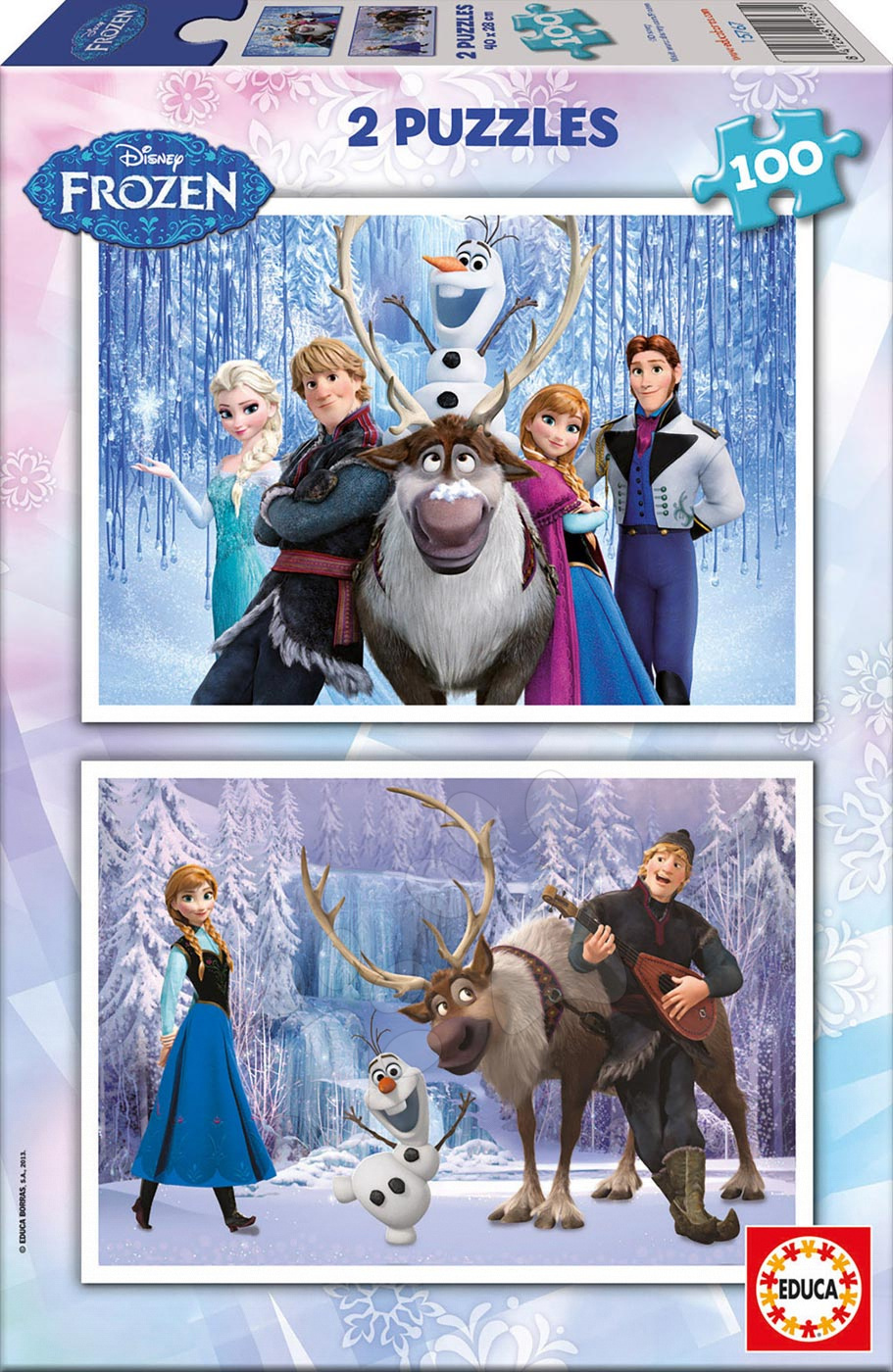 Puzzle gyerekeknek Frozen - Jégvarázs Educa 2x100 db 15767 lila