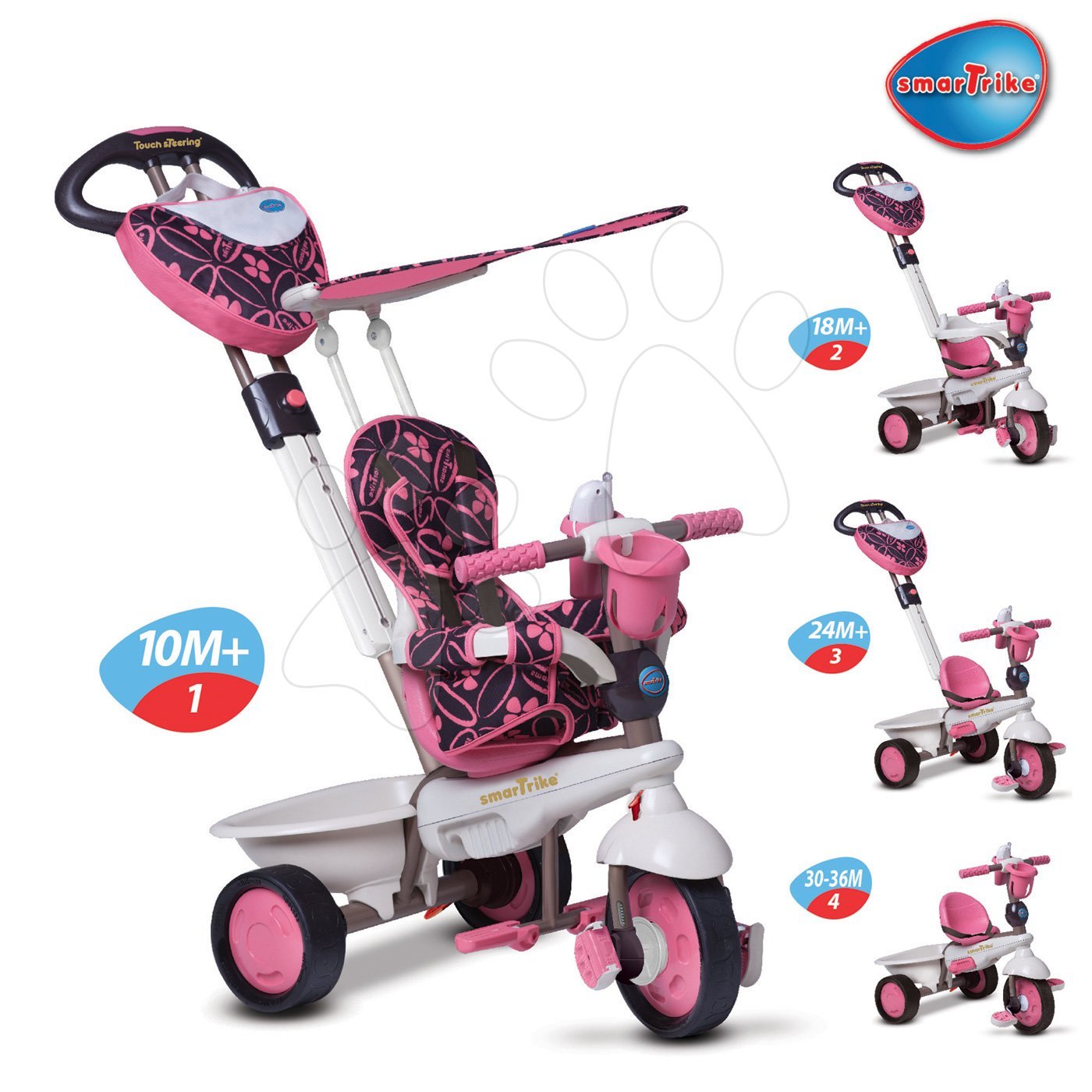 Bone marrow deeply Adjustable Tricicleta pentru copii smarTrike Dream Team roz