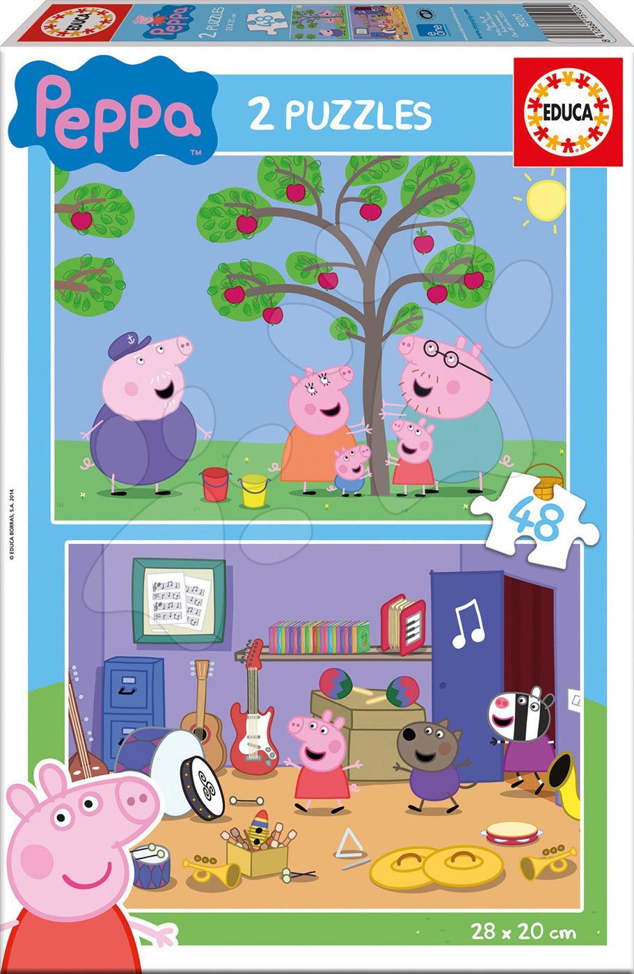 Detské puzzle do 100 dielov - Puzzle Peppa Pig Educa 2x 48 dielov od 5 rokov